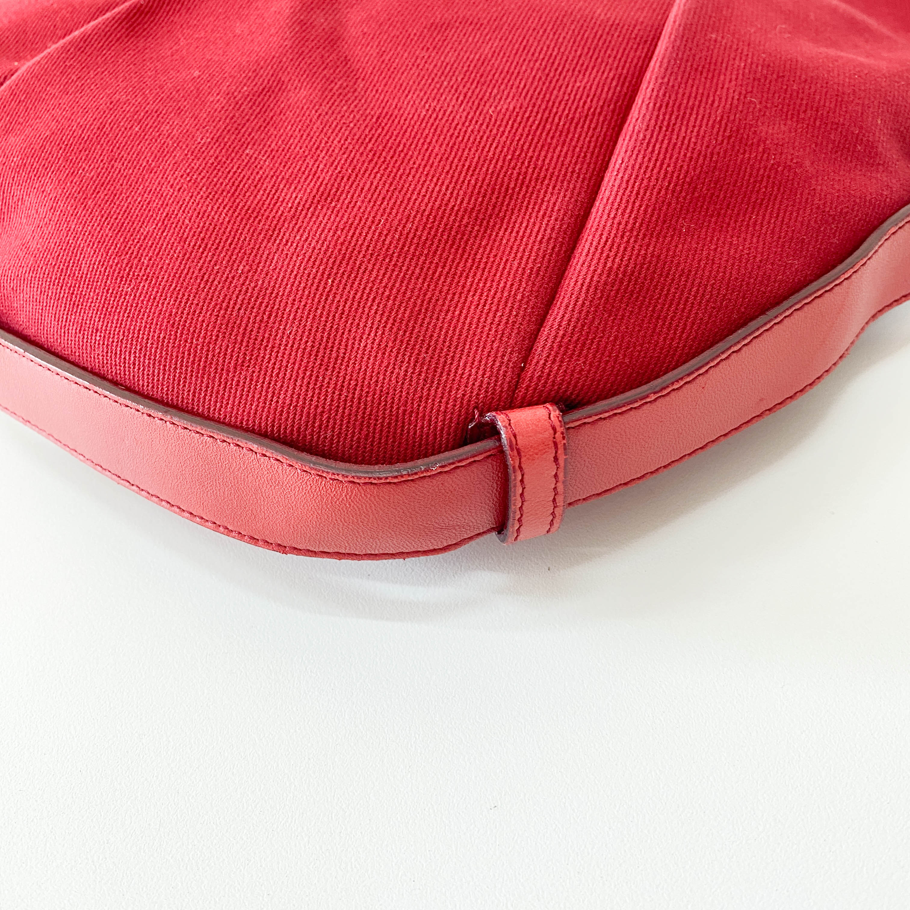 YSL Mombasa Red Canvas Shoulder Bag