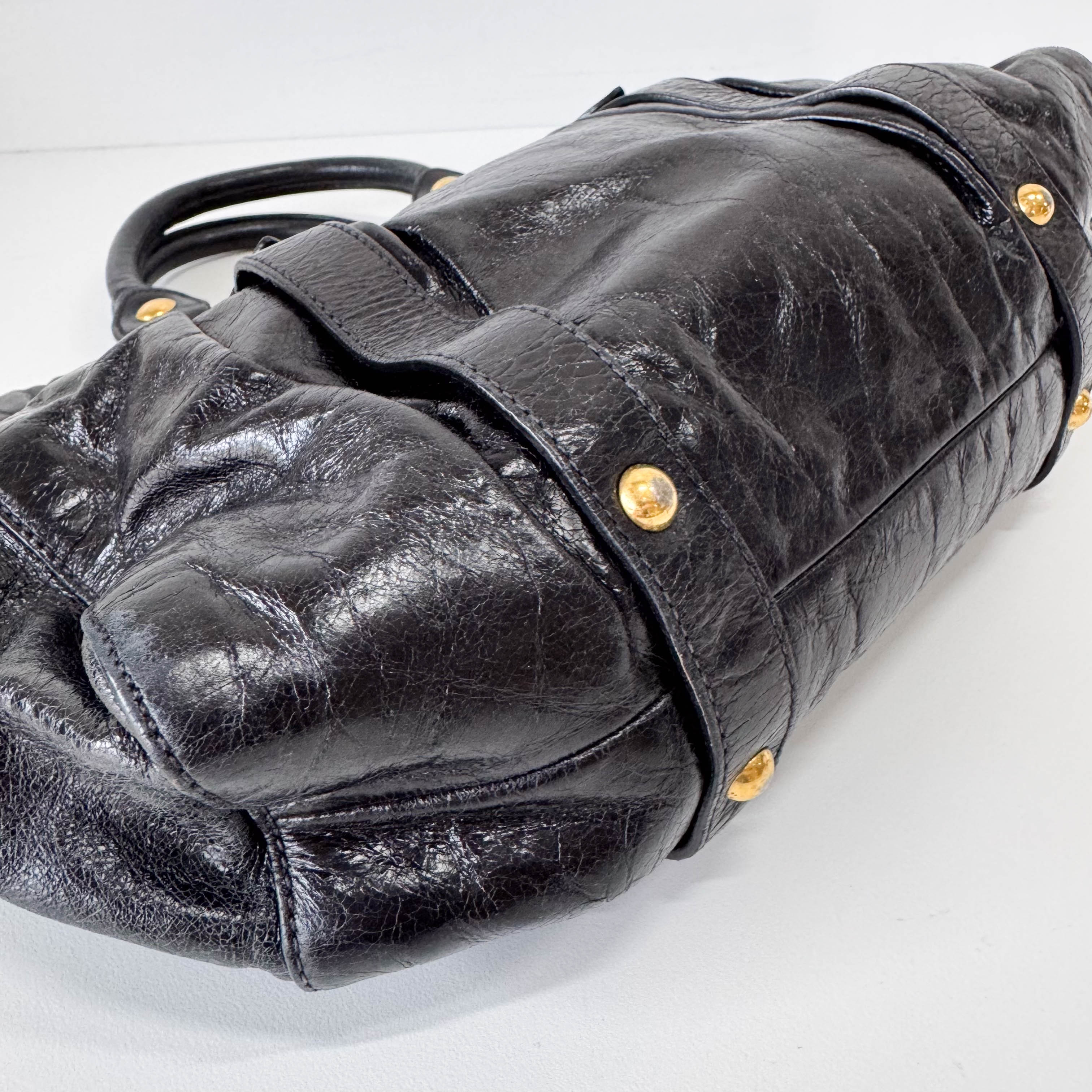 Vitello Black Leather Bag