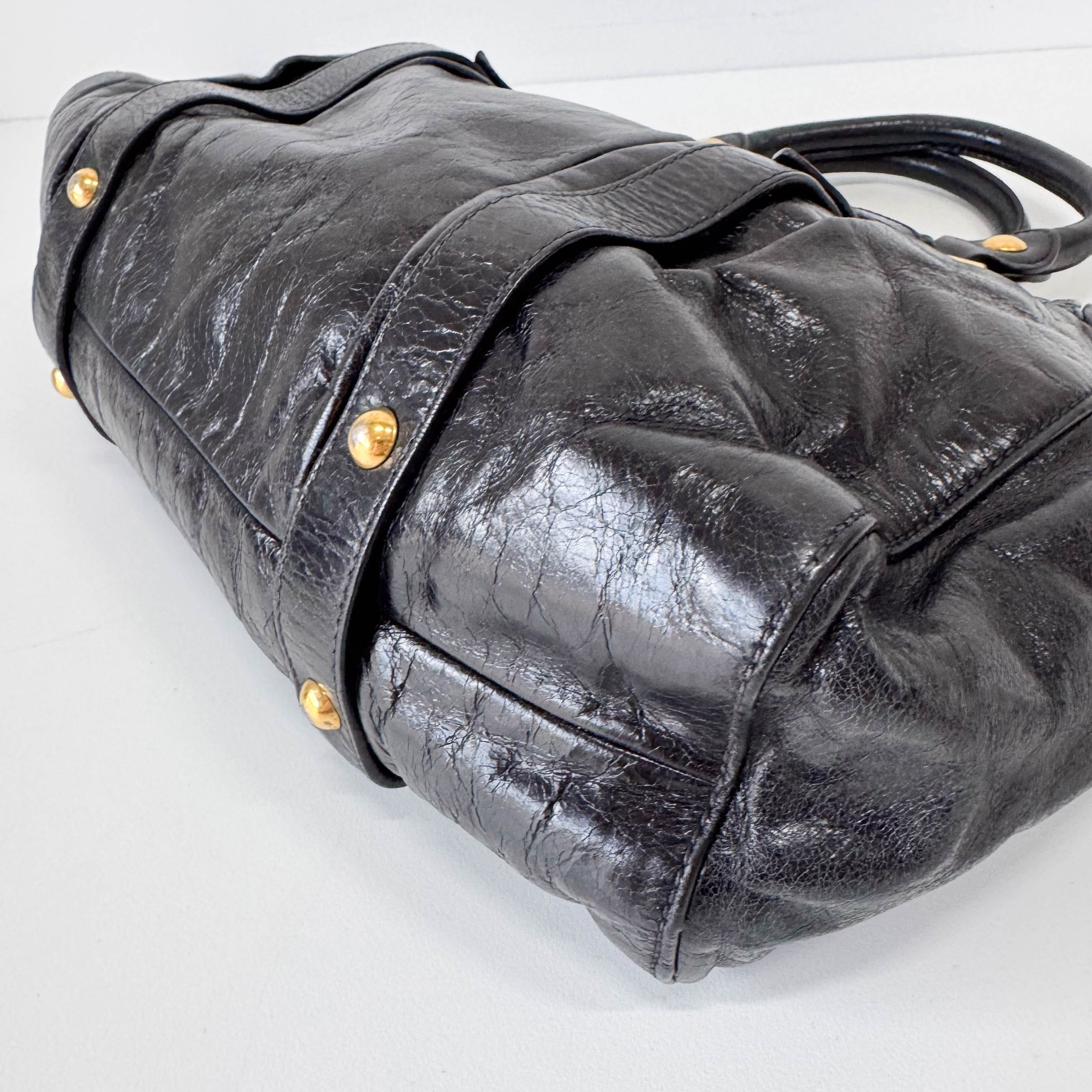 Vitello Black Leather Bag