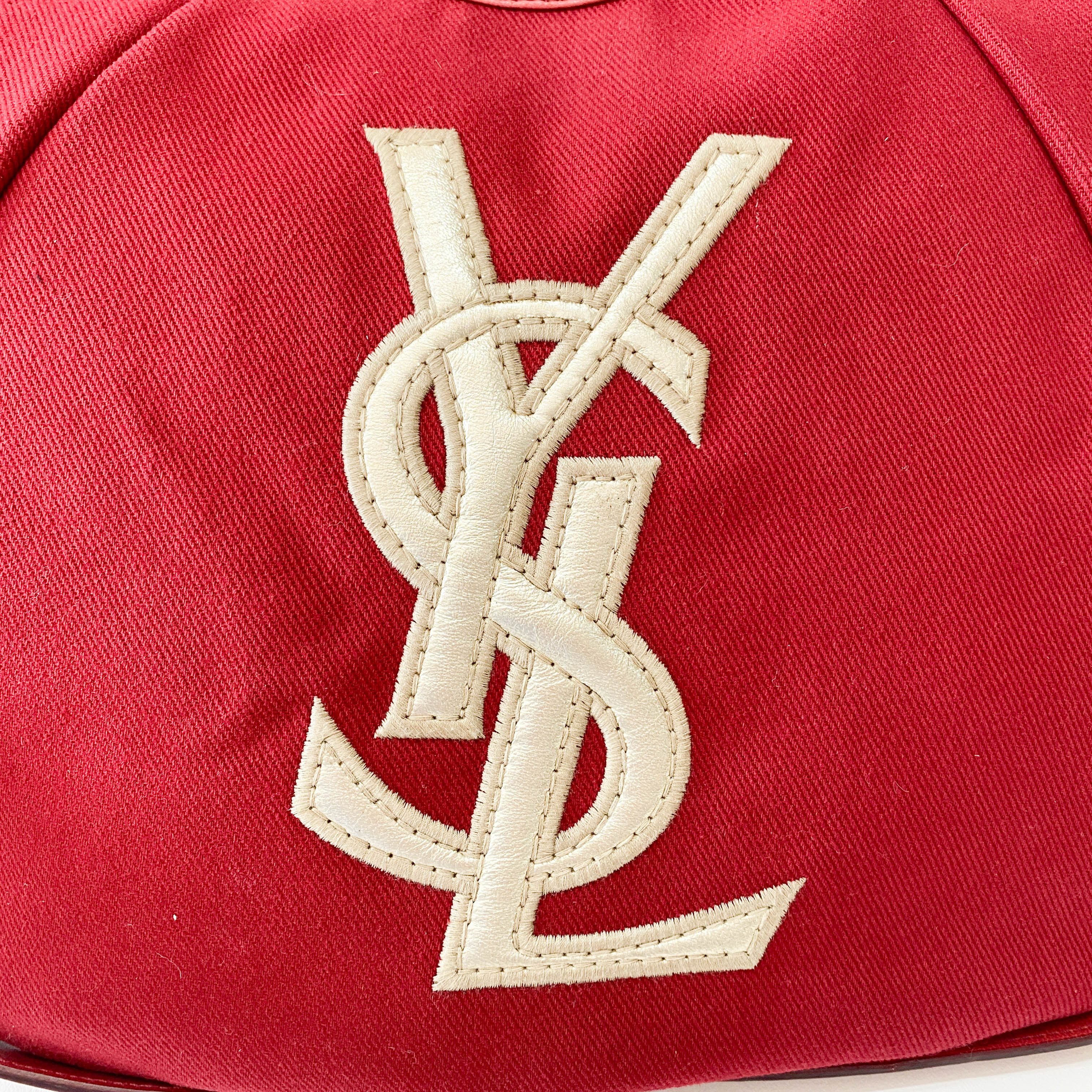 YSL Mombasa Red Canvas Shoulder Bag