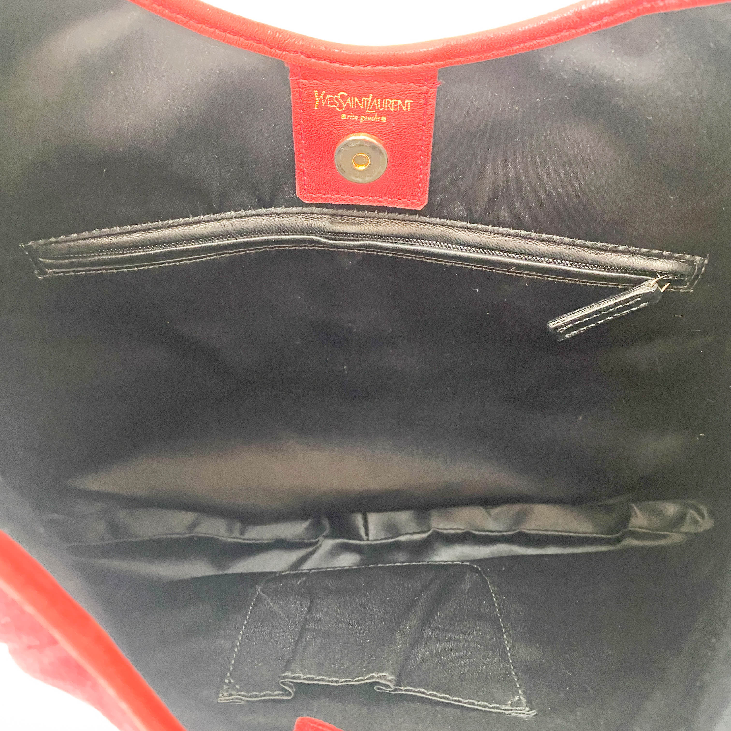 YSL Mombasa Red Canvas Shoulder Bag