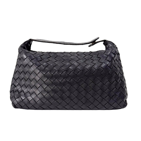 Intrecciato Black Leather Handbag