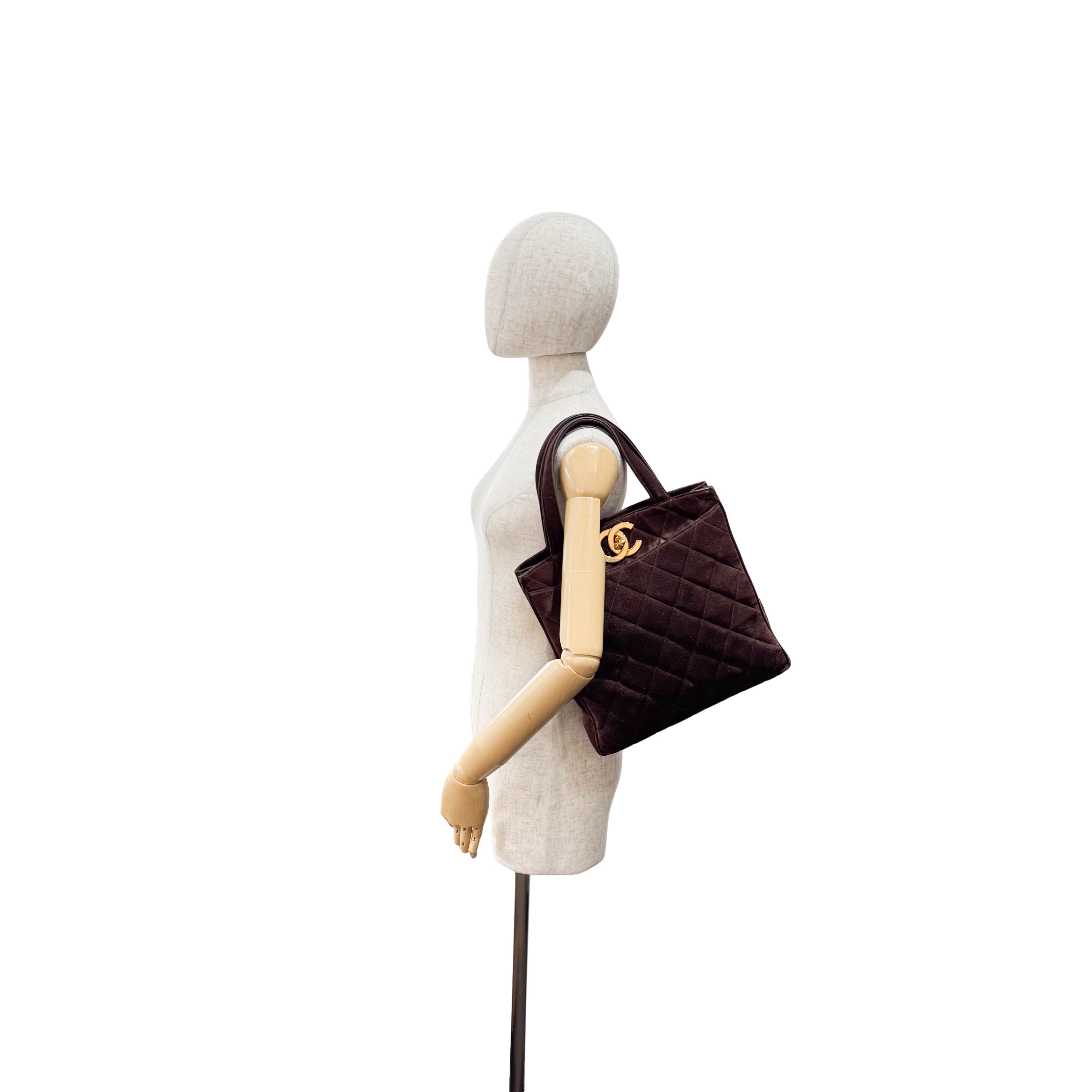 Matelassé Brown Suede Bag