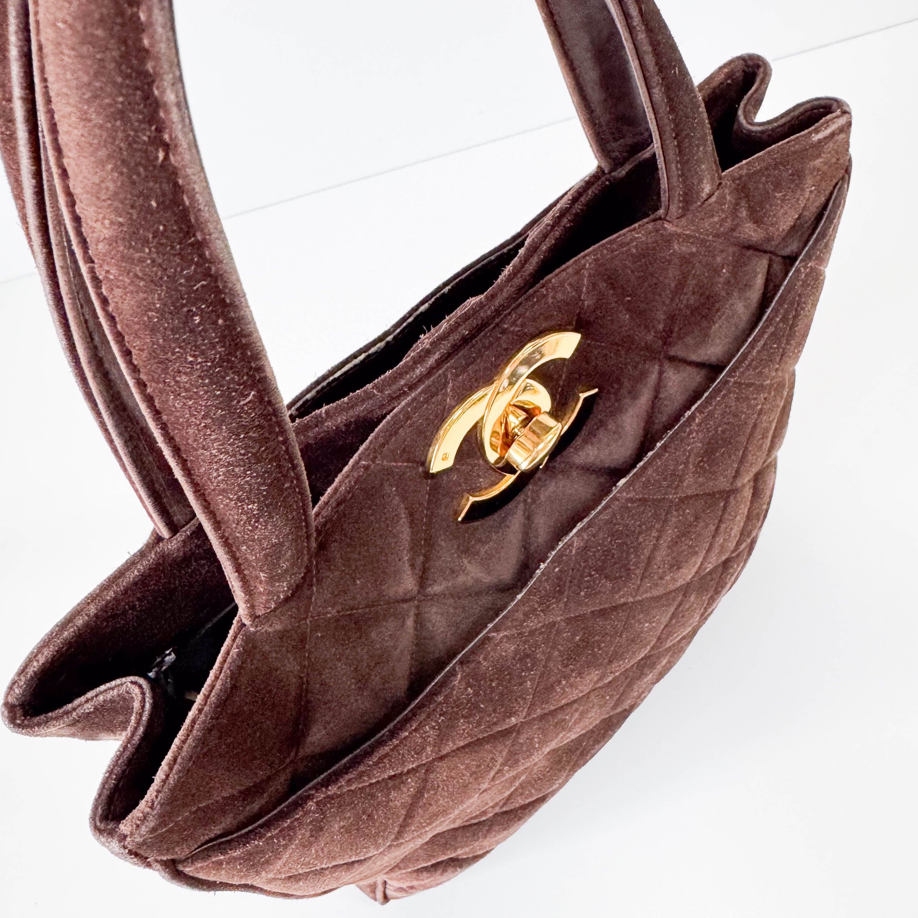 Matelassé Brown Suede Bag