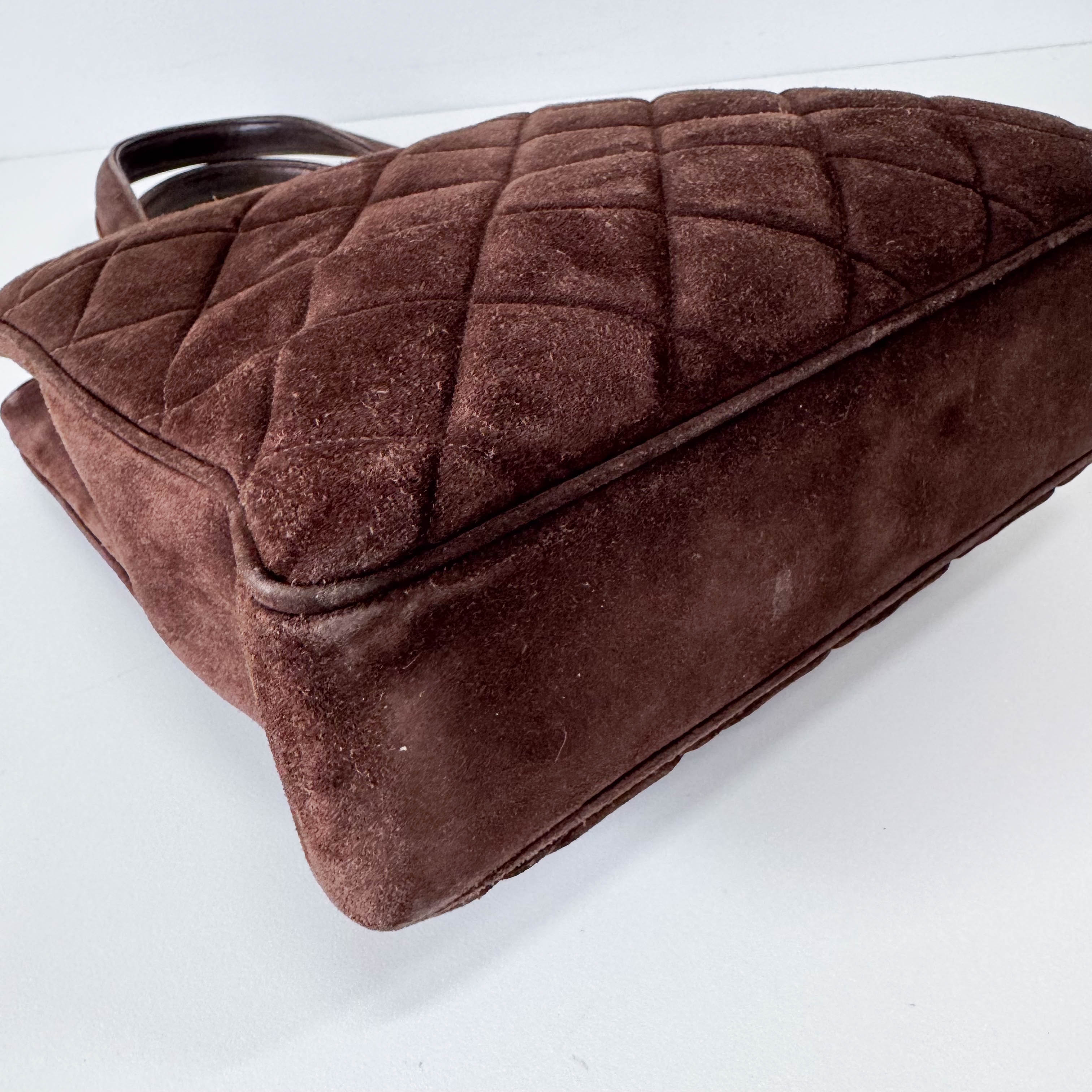 Matelassé Brown Suede Bag