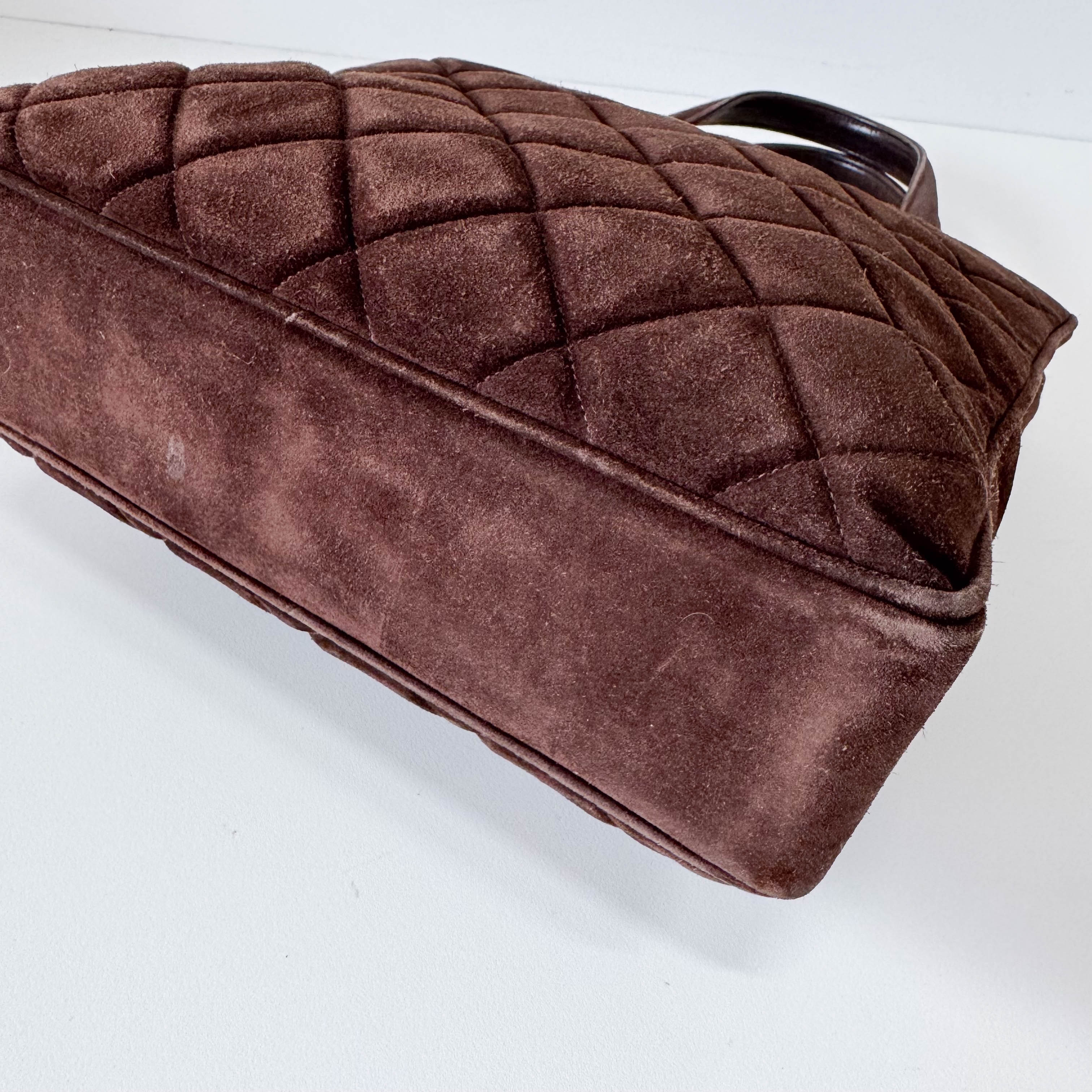 Matelassé Brown Suede Bag