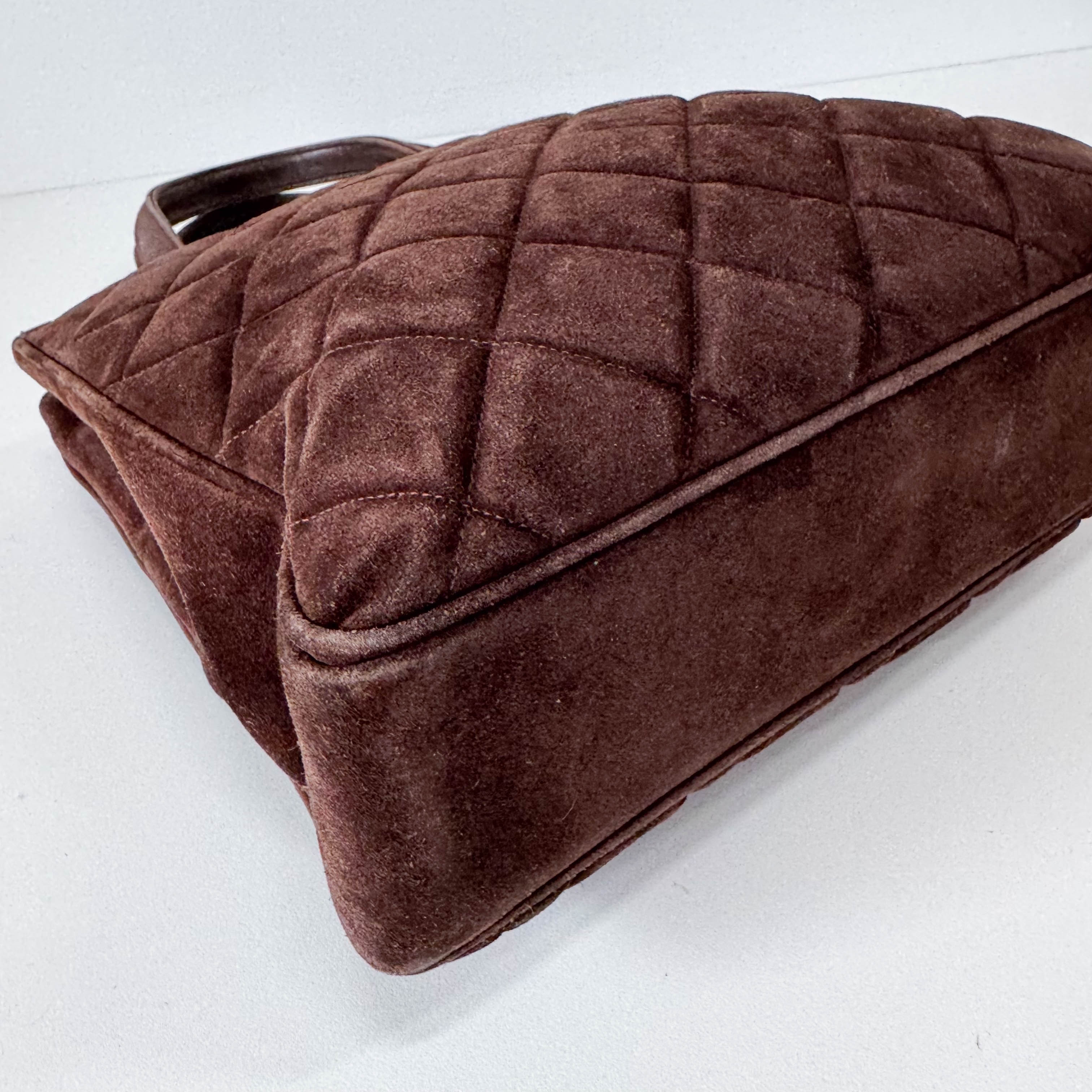 Matelassé Brown Suede Bag