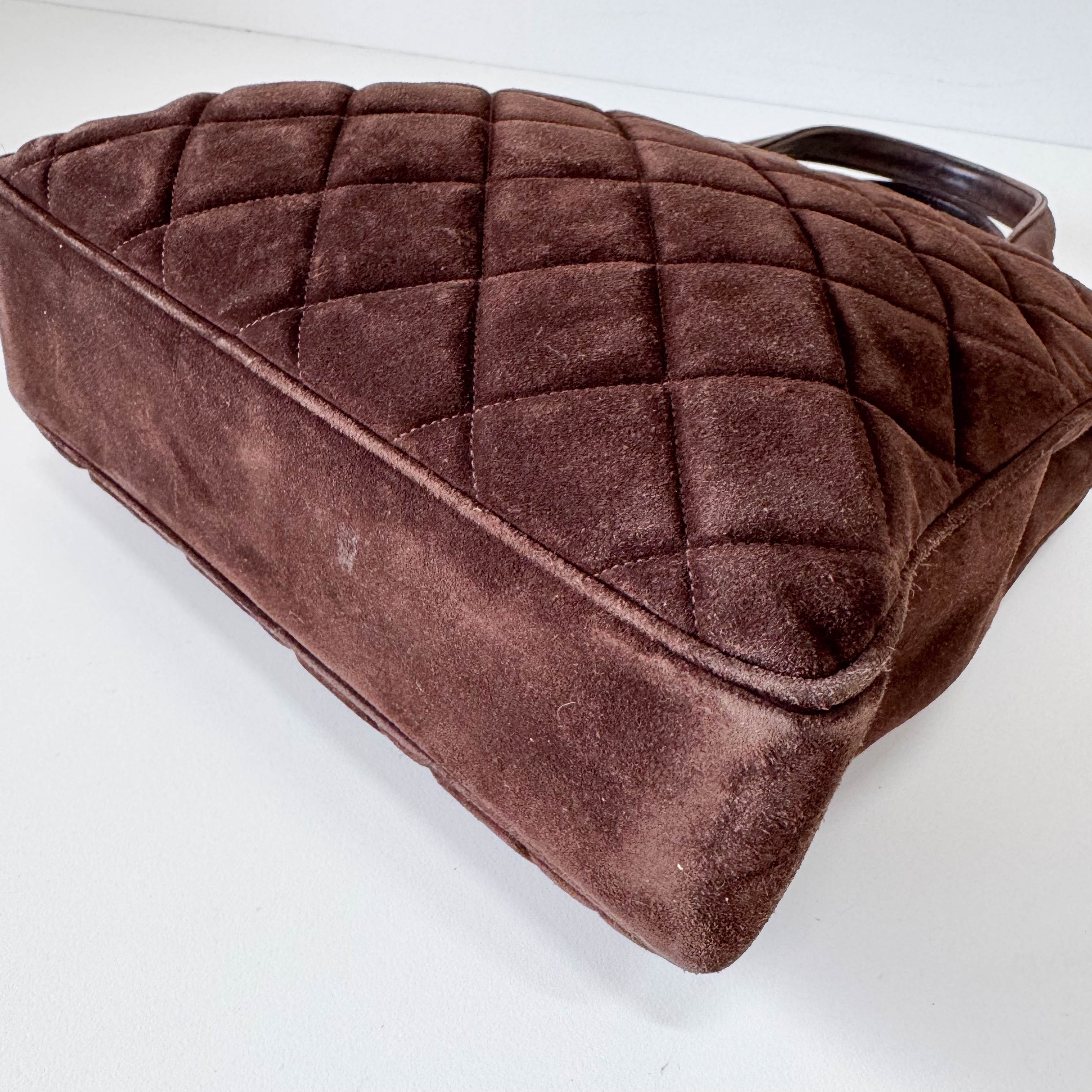 Matelassé Brown Suede Bag
