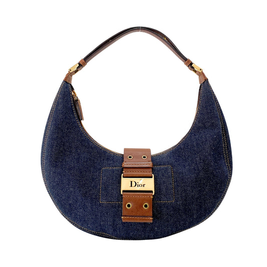 Half Moon Denim Shoulder Bag