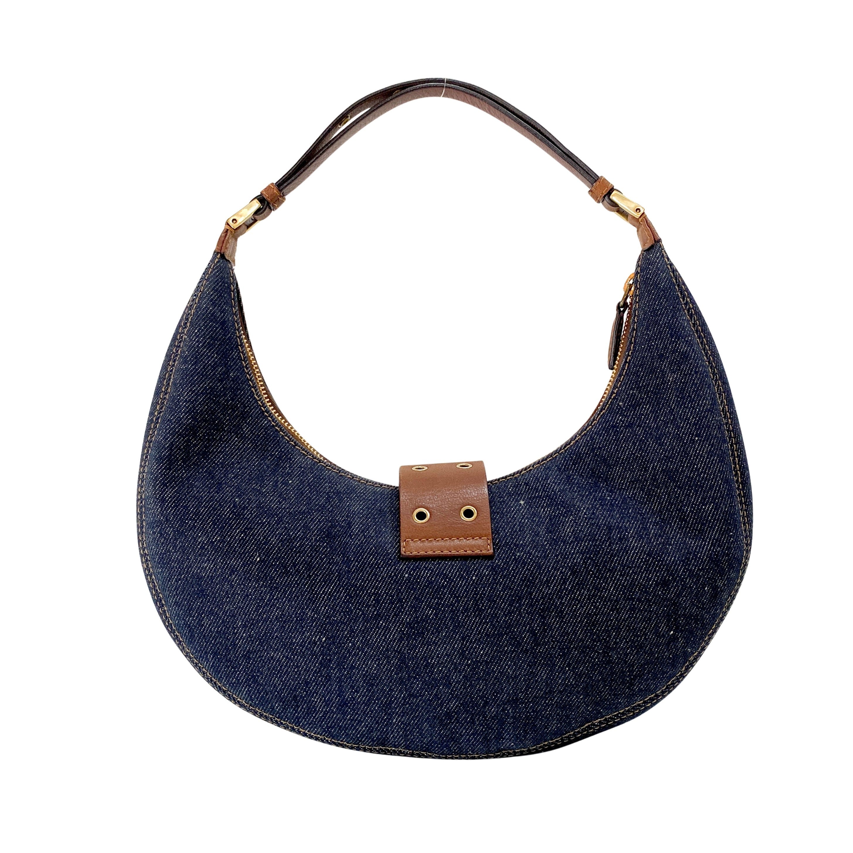 Half Moon Denim Shoulder Bag