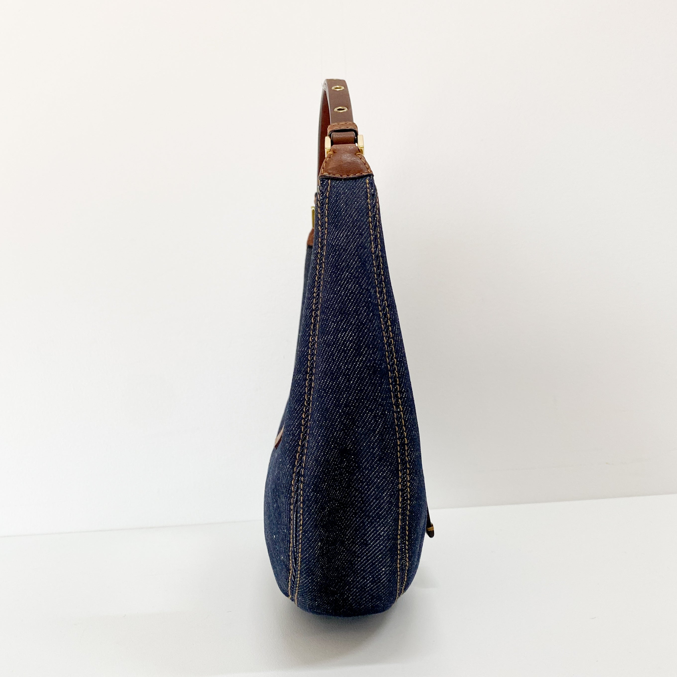Half Moon Denim Shoulder Bag