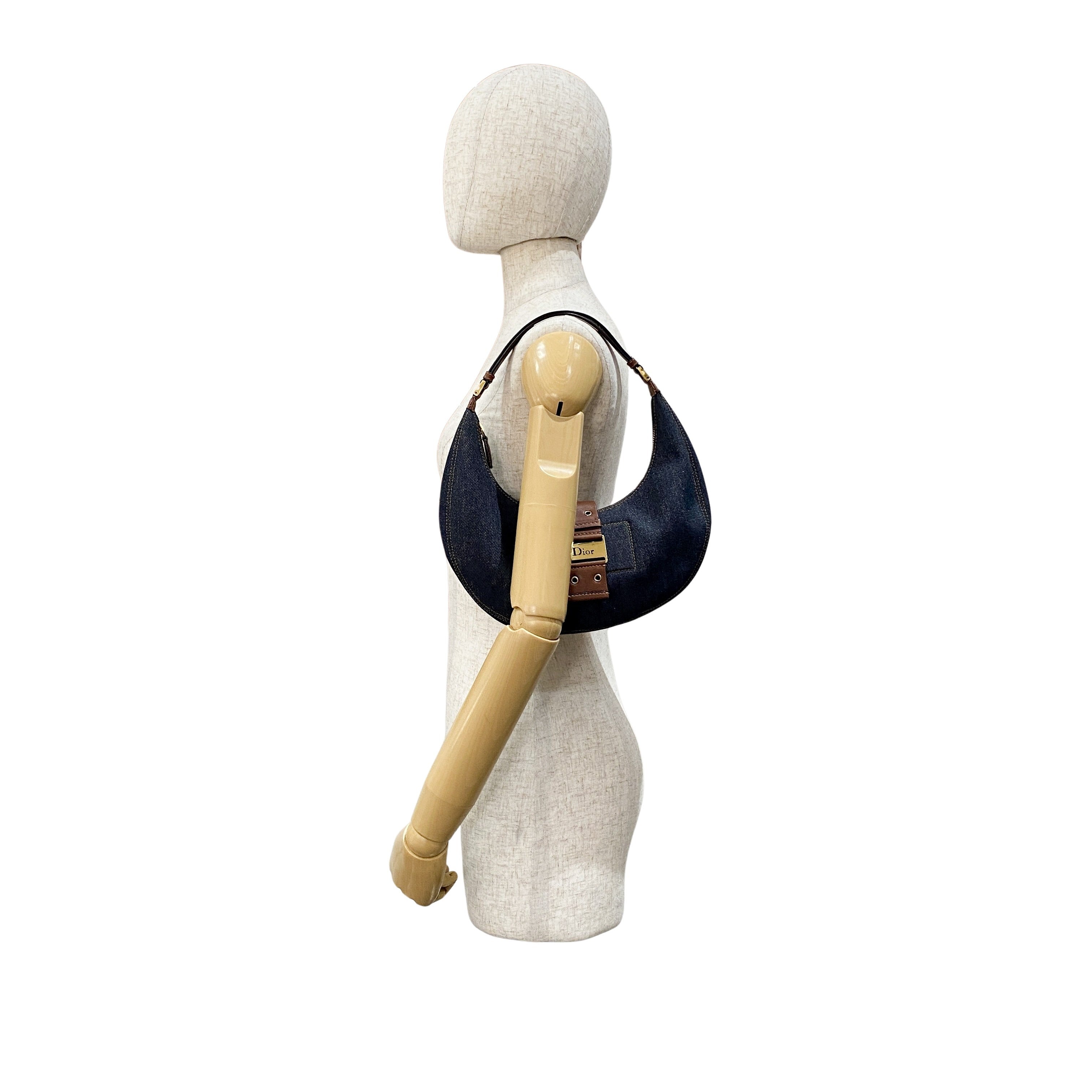 Half Moon Denim Shoulder Bag