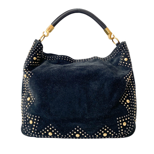 YSL Black Suede Studs Shoulder Bag