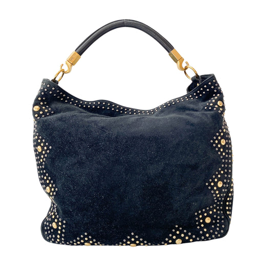 YSL Black Suede Studs Shoulder Bag