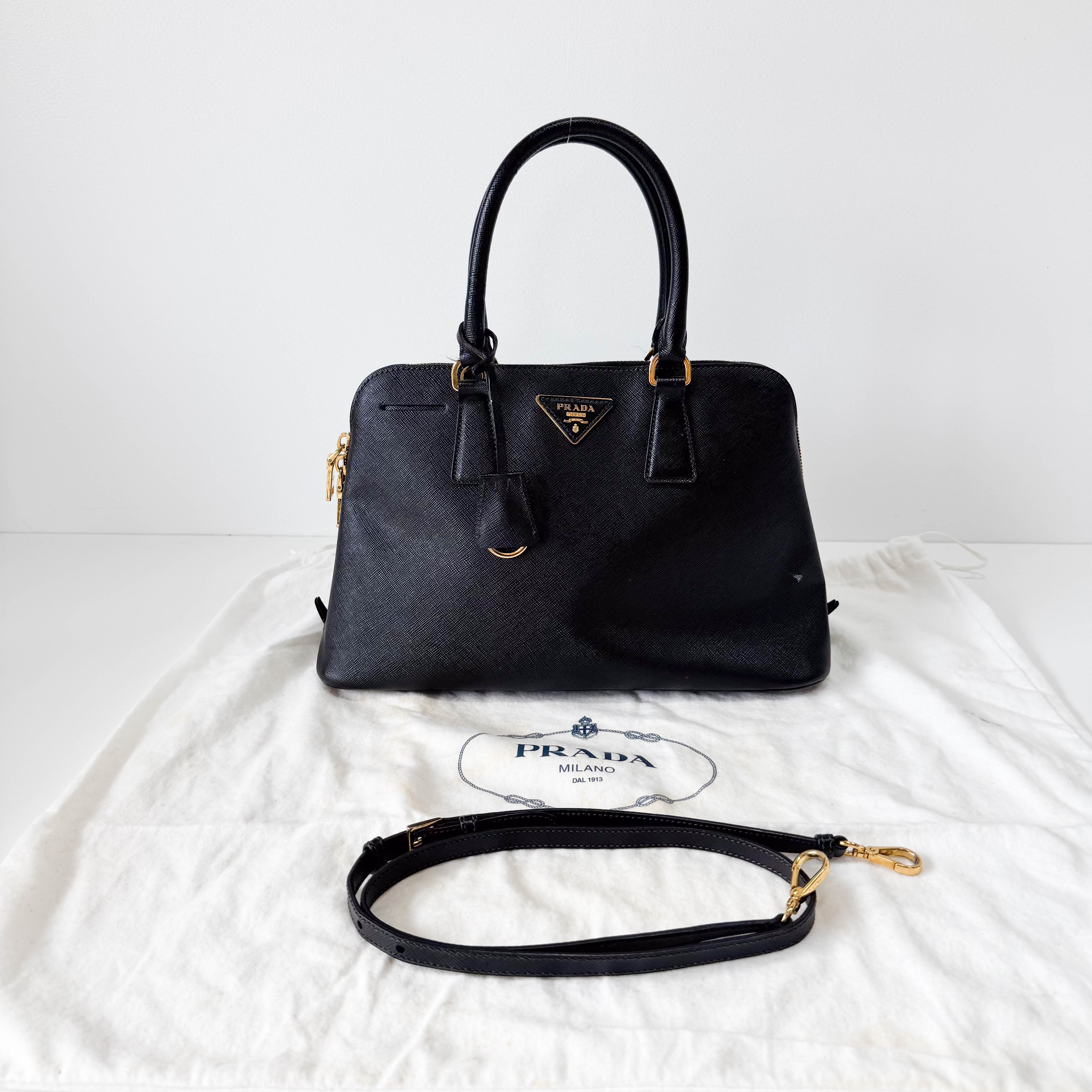 Saffiano Black Top Handle Bag