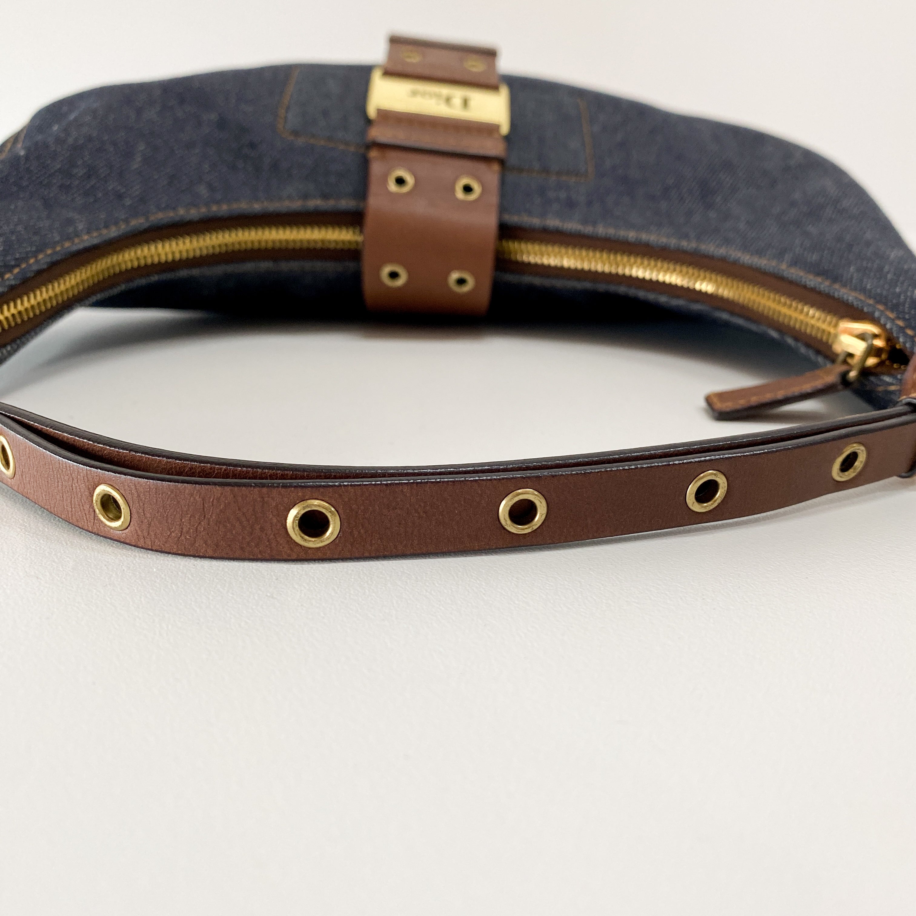 Half Moon Denim Shoulder Bag