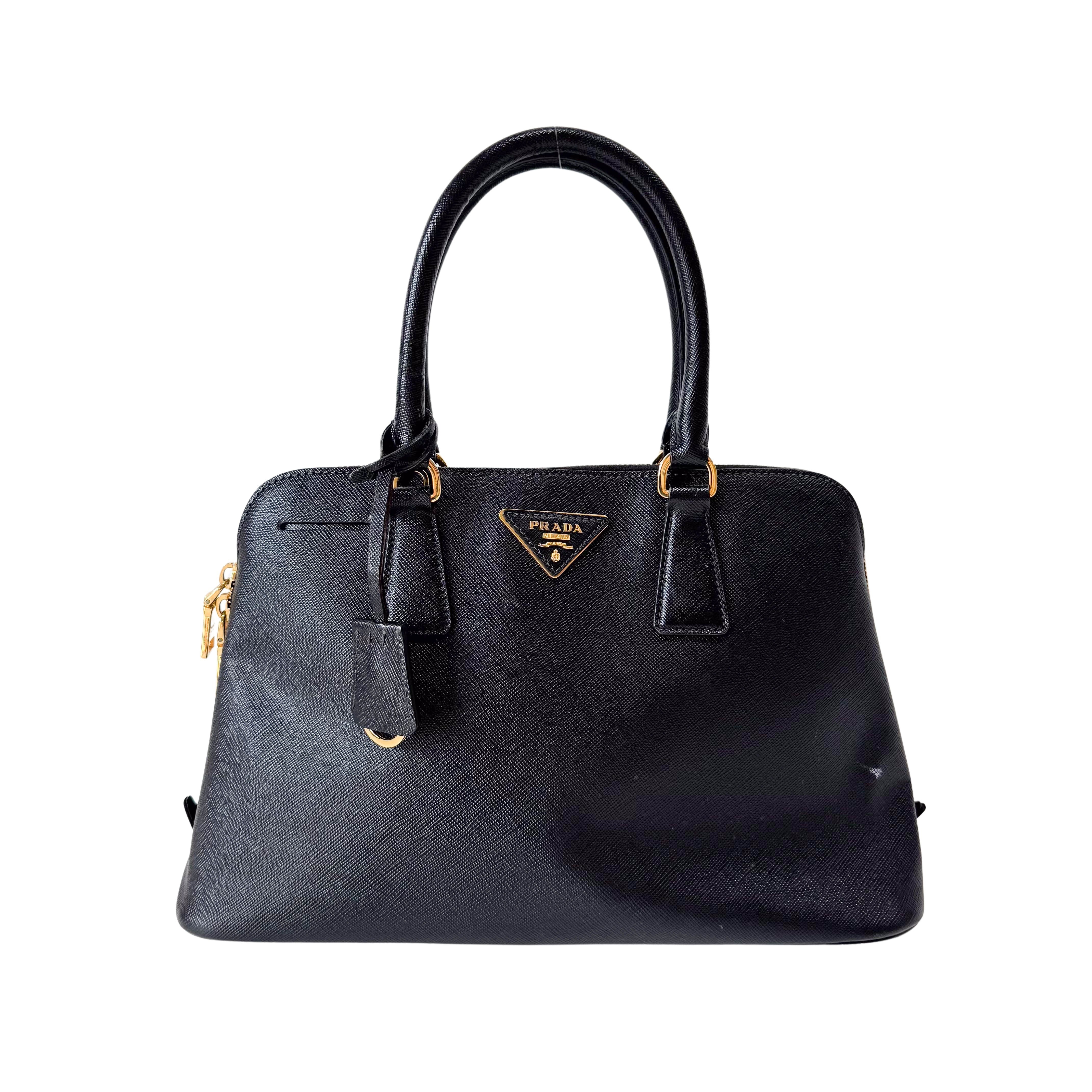 Saffiano Black Top Handle Bag