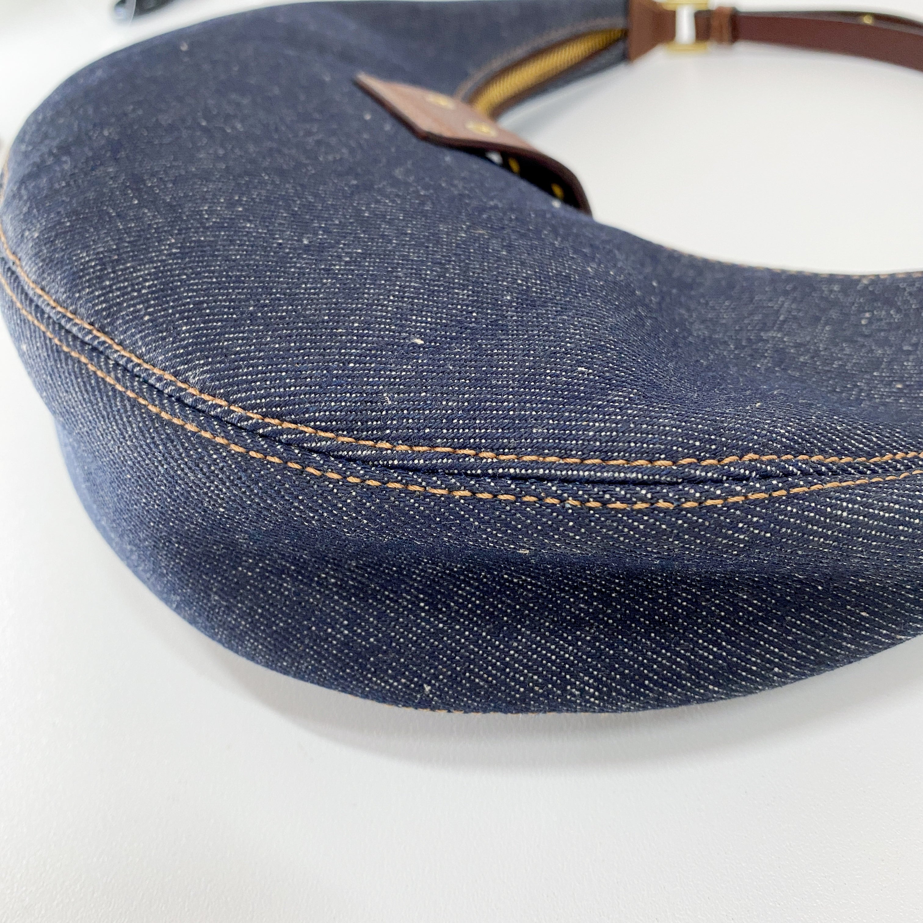 Half Moon Denim Shoulder Bag