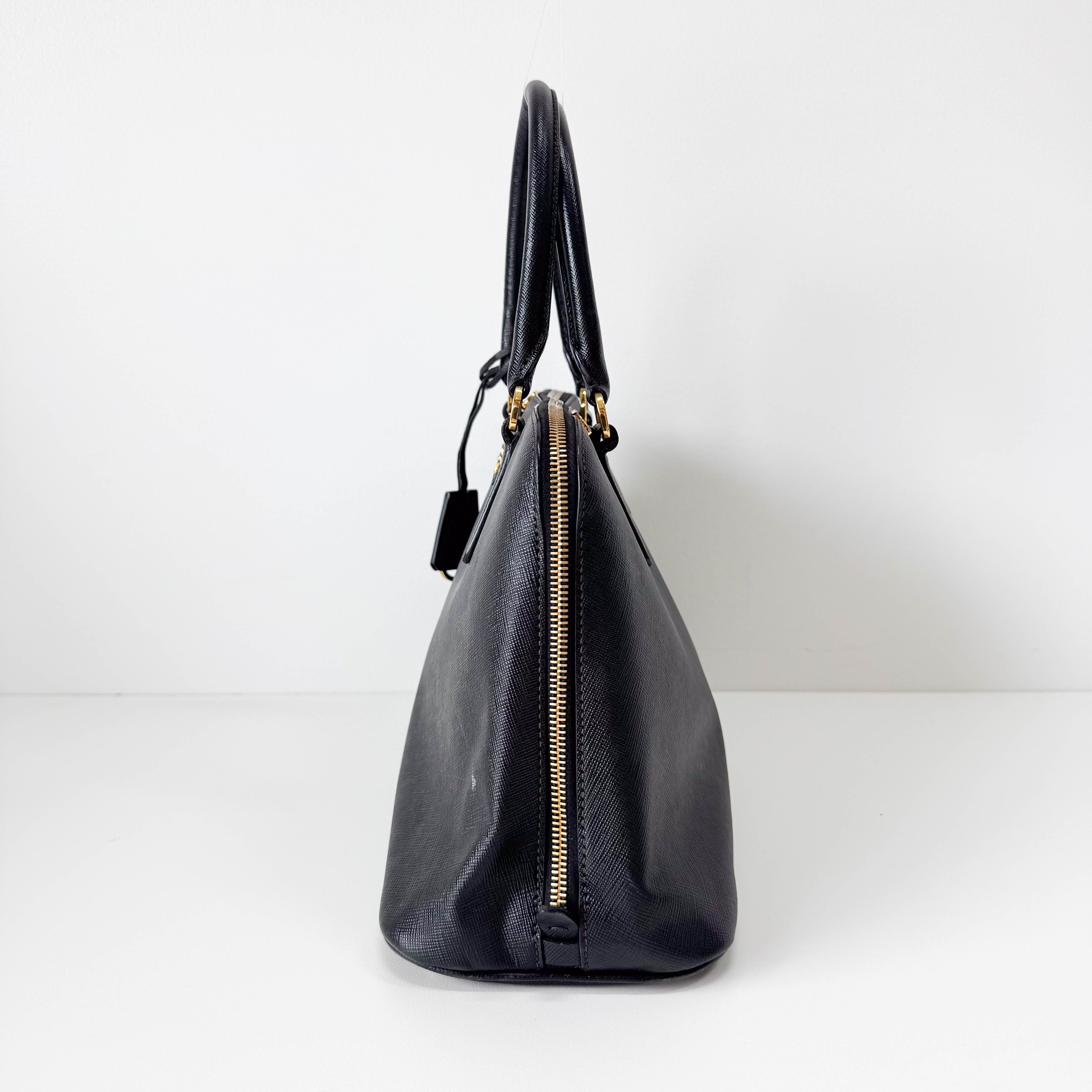 Saffiano Black Top Handle Bag