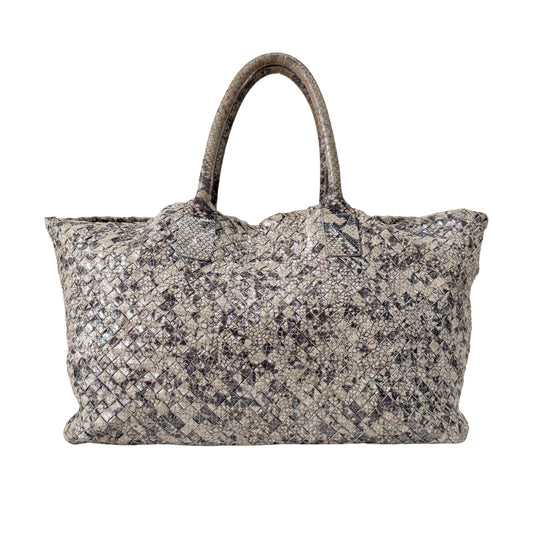 Intrecciato Medium Silver Tote Bag