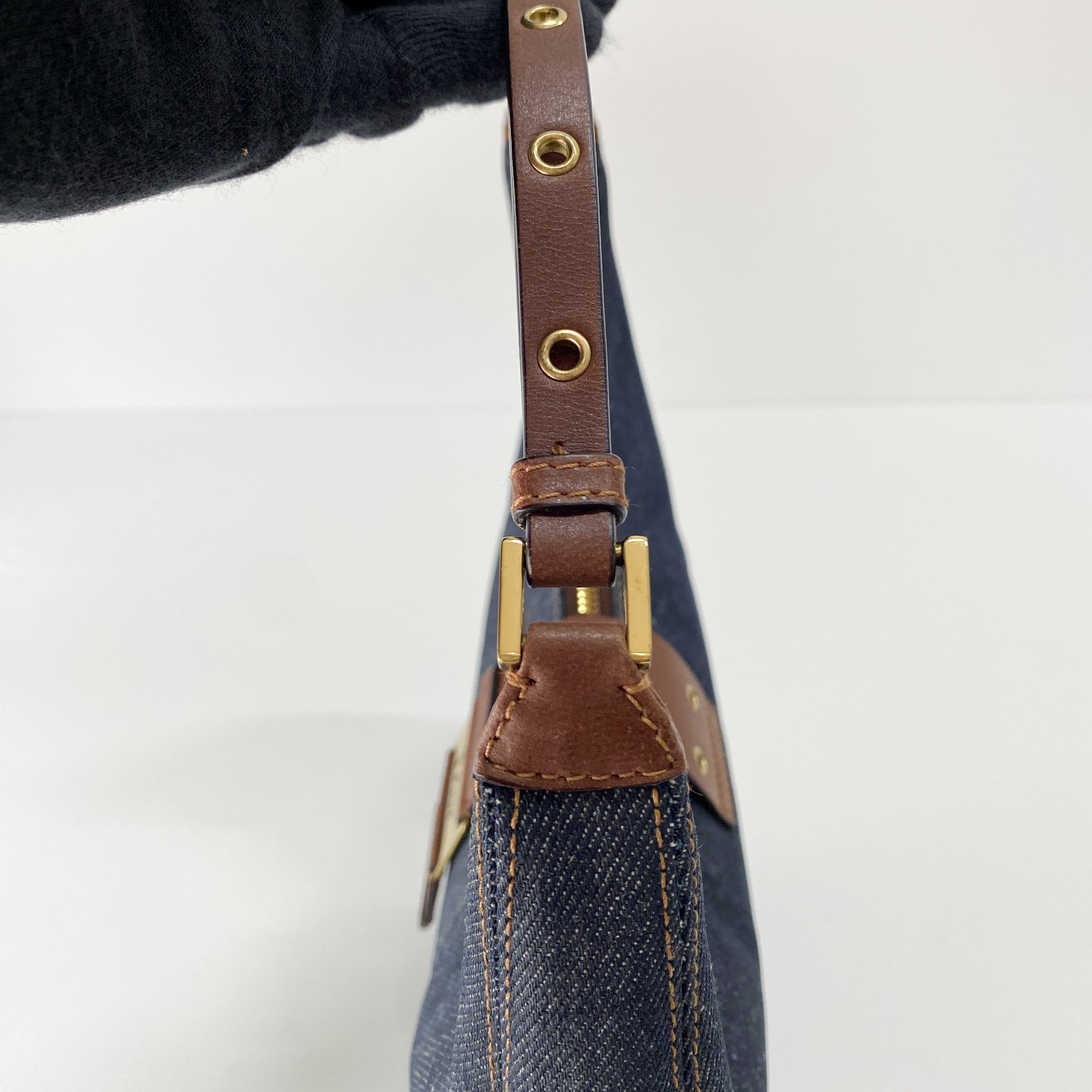 Half Moon Denim Shoulder Bag