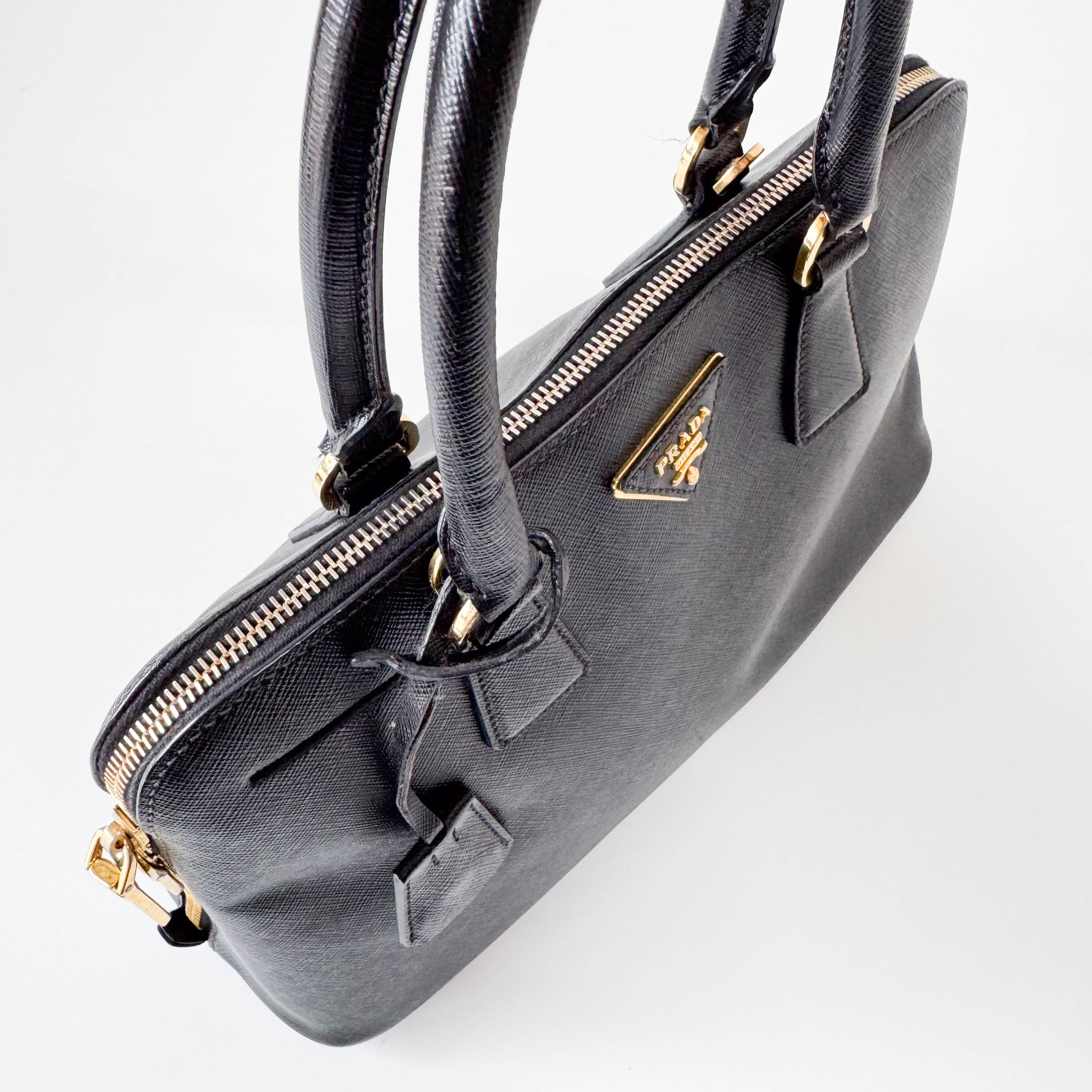 Saffiano Black Top Handle Bag