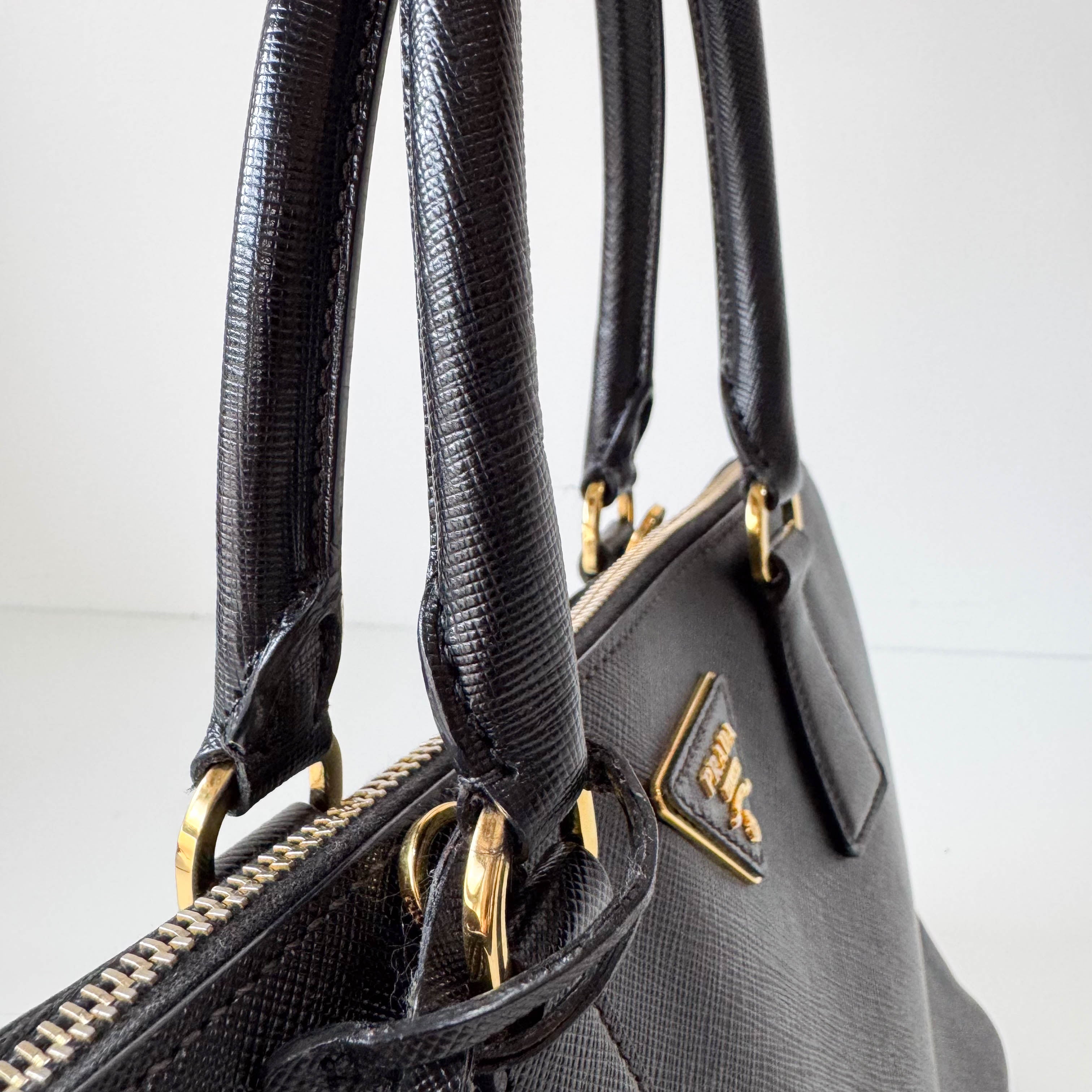 Saffiano Black Top Handle Bag