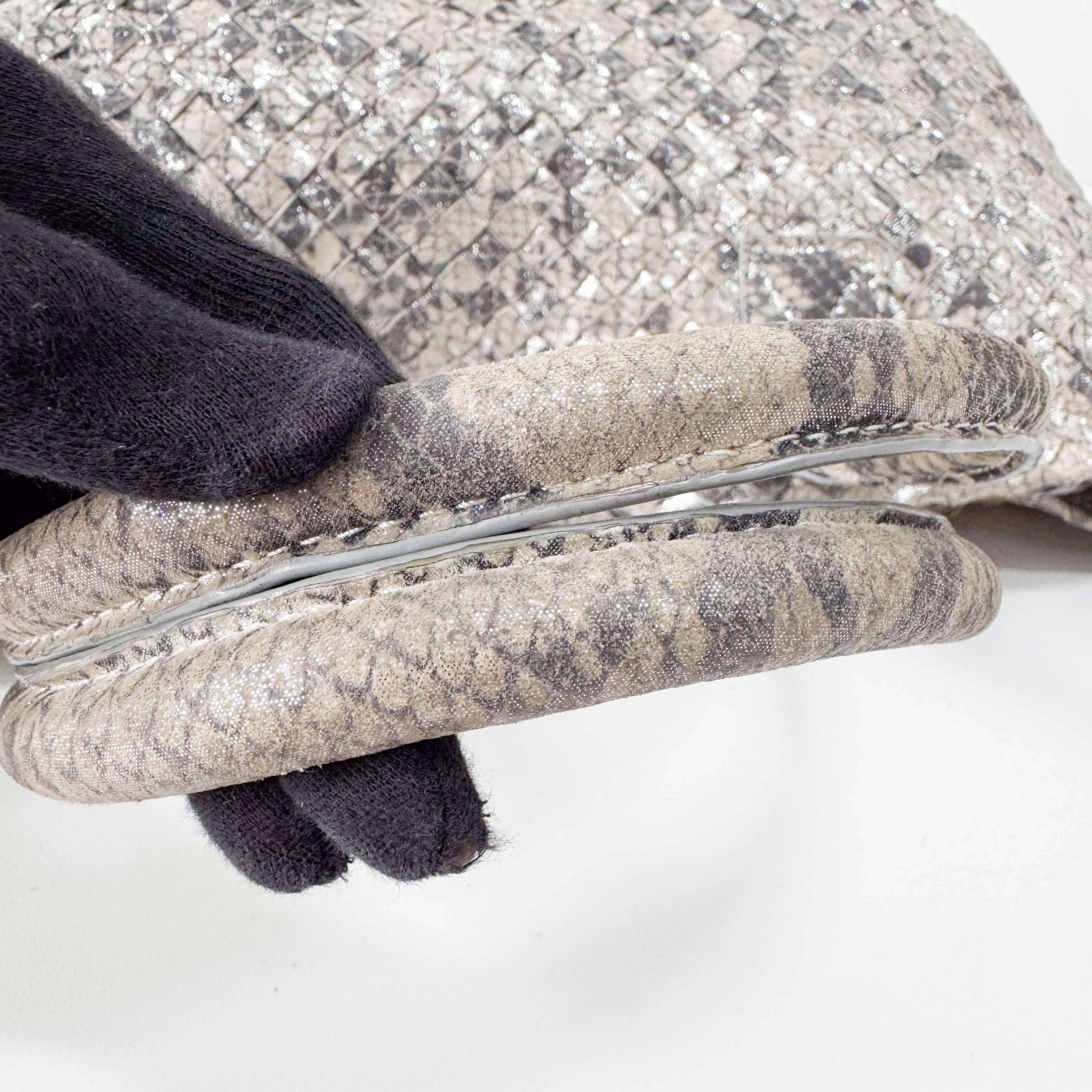 Intrecciato Medium Silver Tote Bag