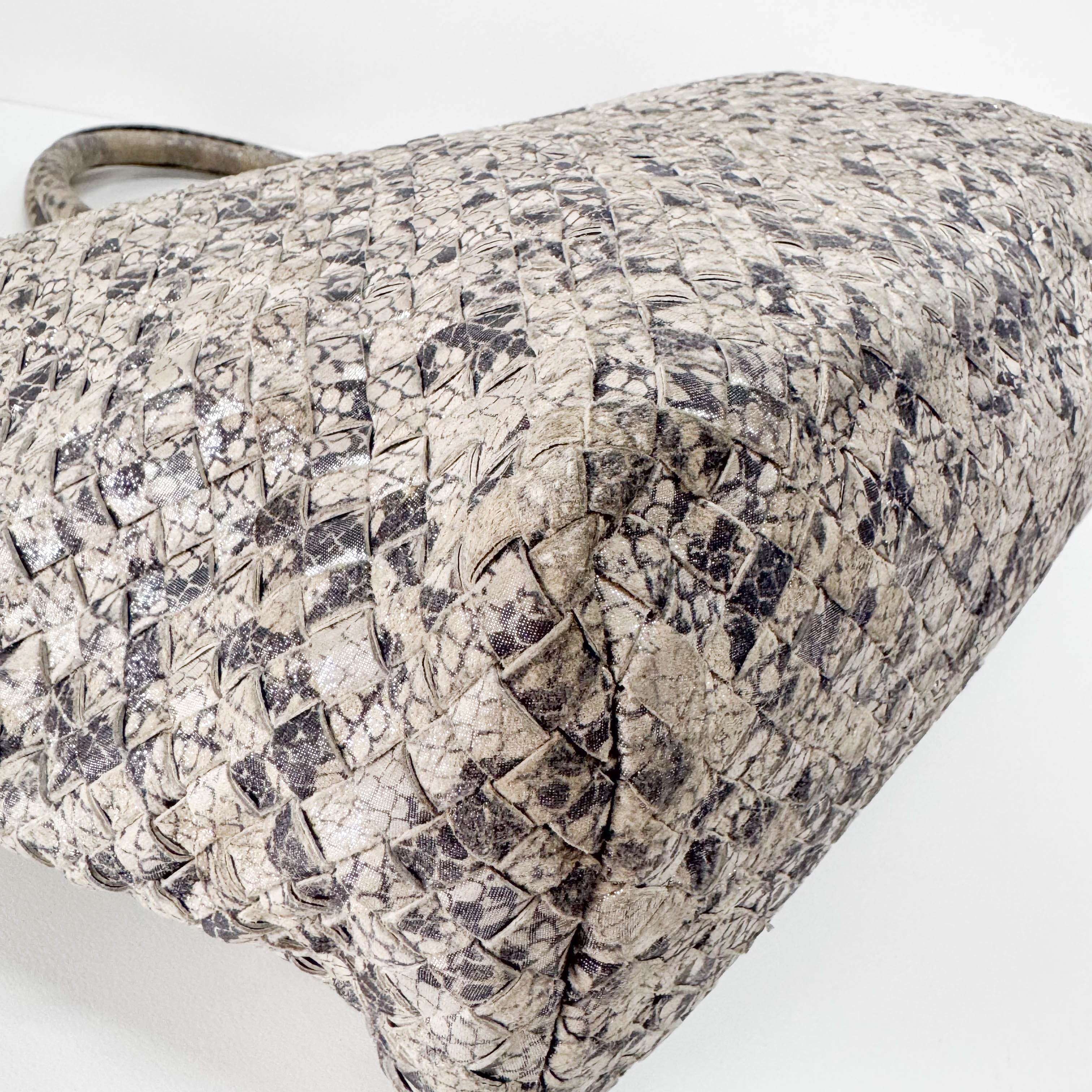 Intrecciato Medium Silver Tote Bag