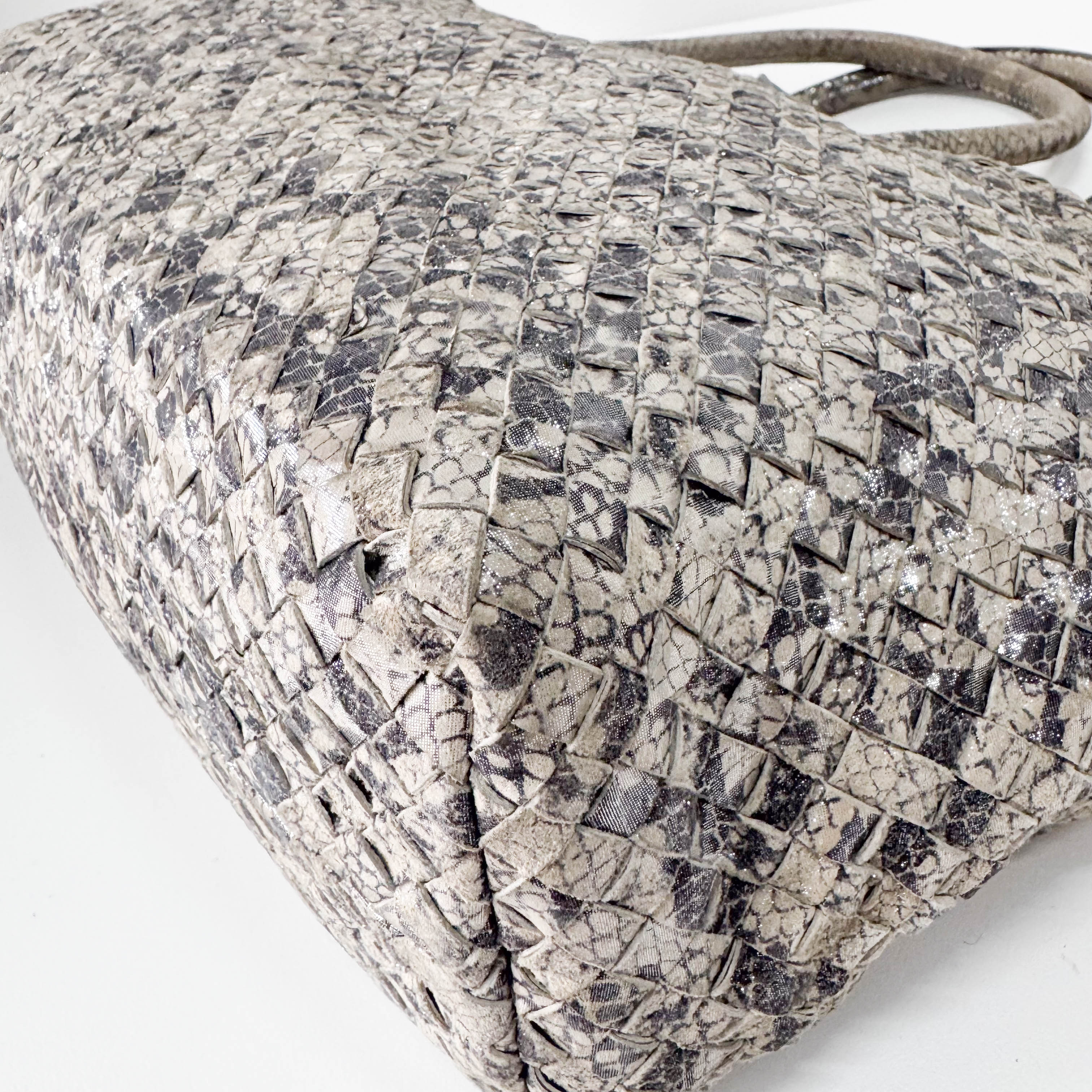 Intrecciato Medium Silver Tote Bag