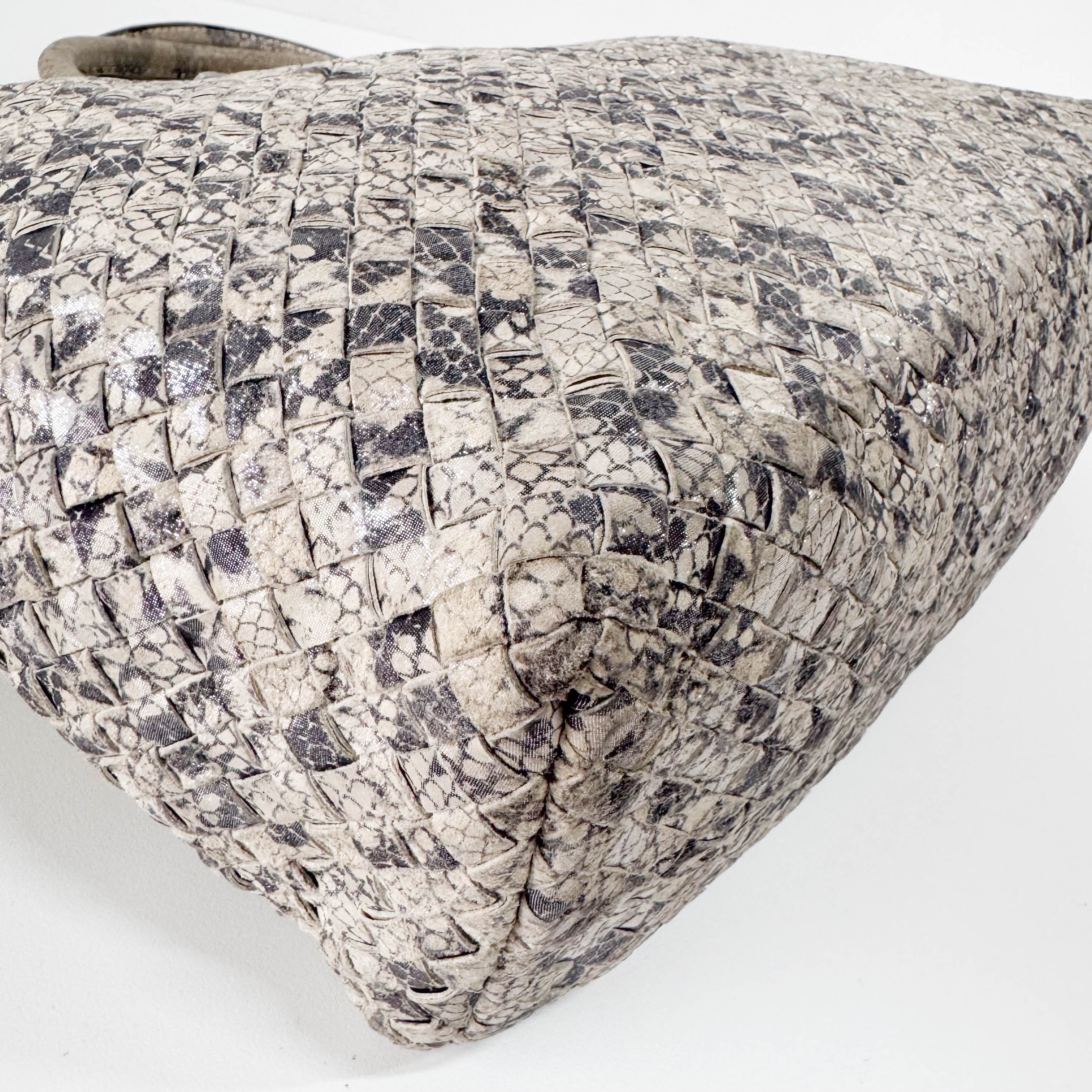 Intrecciato Medium Silver Tote Bag