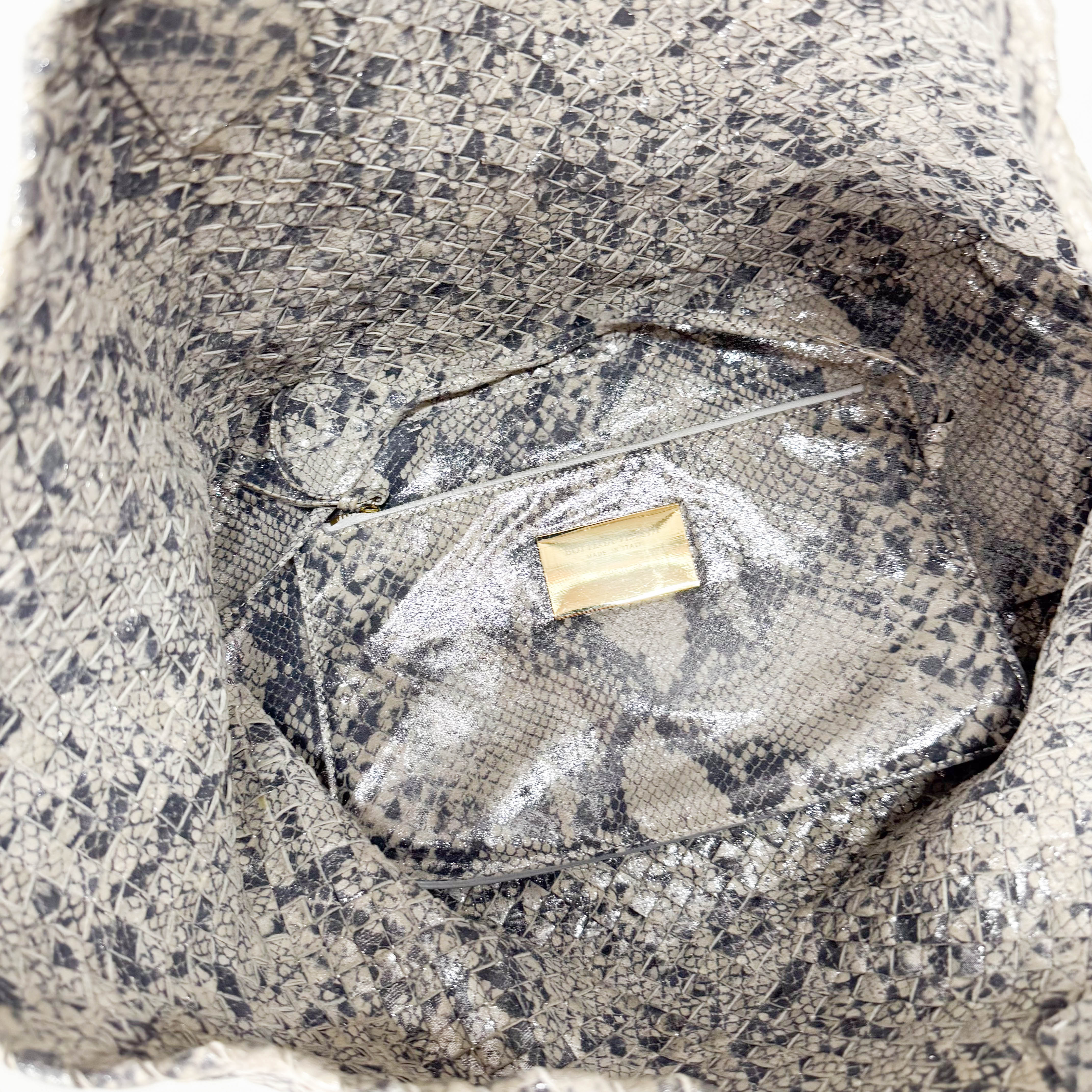 Intrecciato Medium Silver Tote Bag