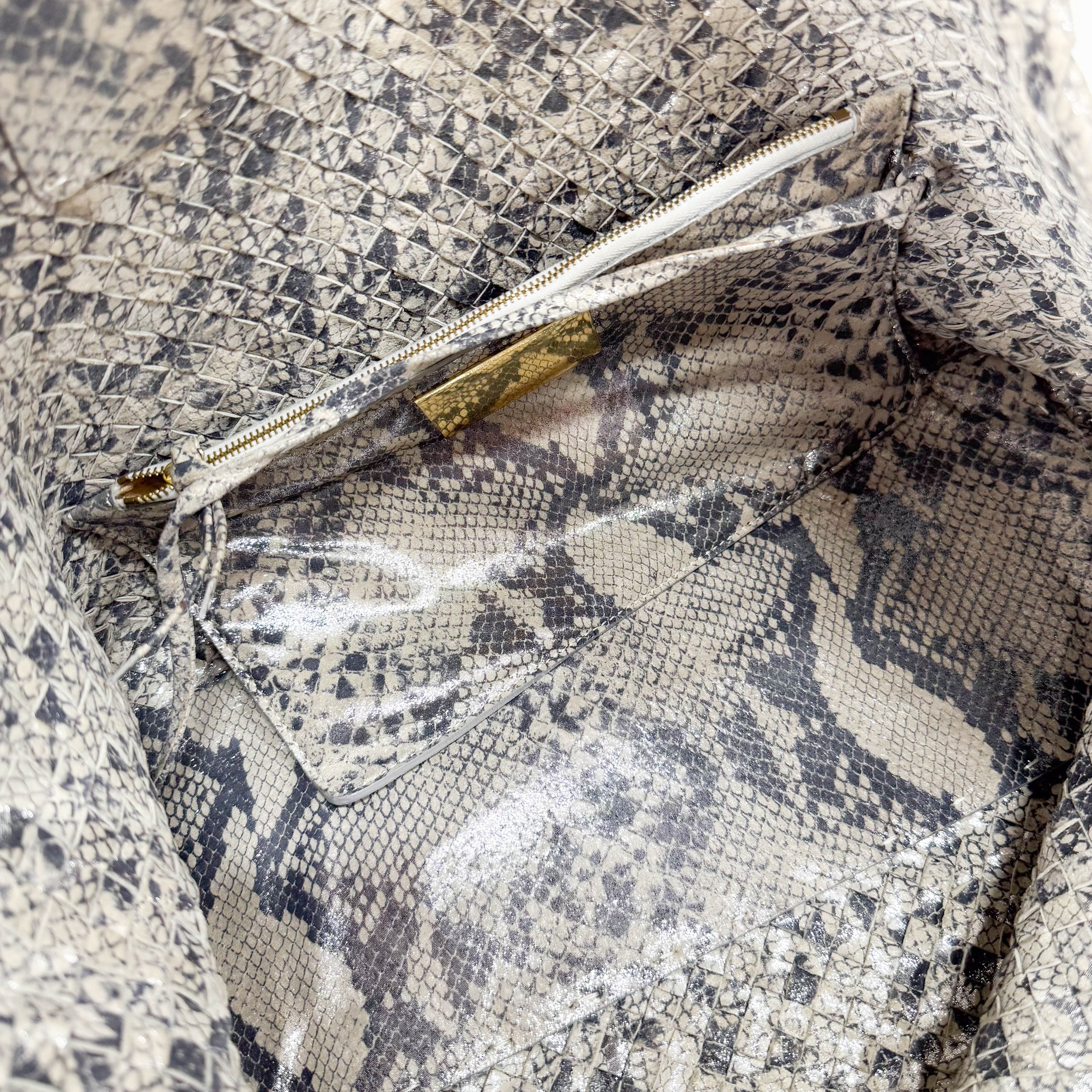 Intrecciato Medium Silver Tote Bag