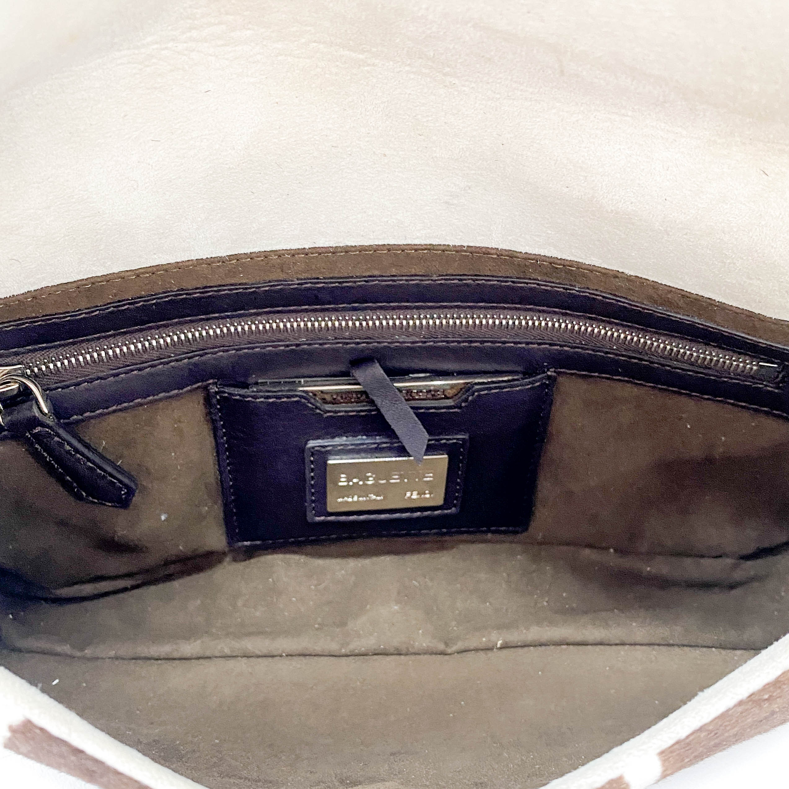 Baguette Brown & White Pony Hair Animal Print Shoulder Bag