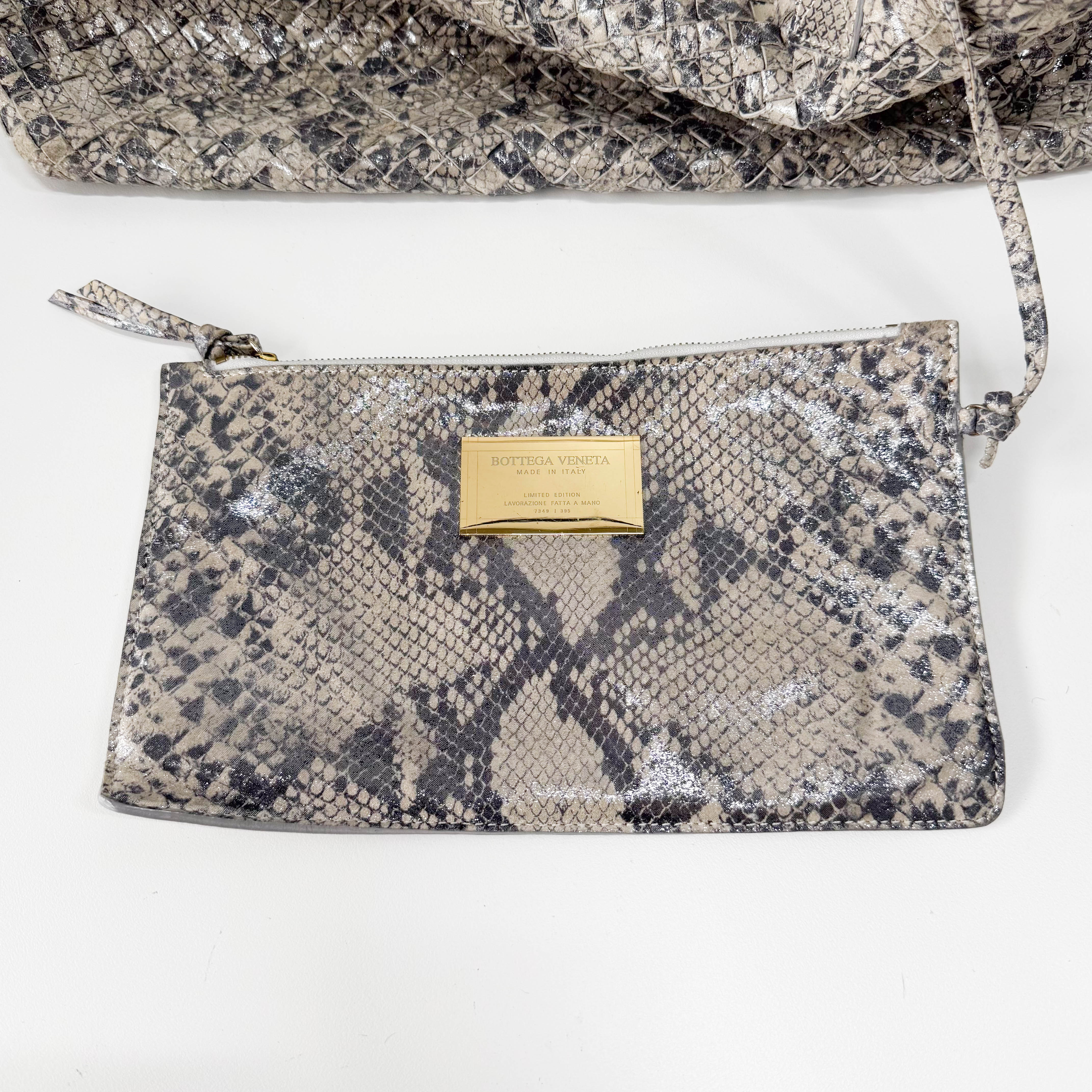 Intrecciato Medium Silver Tote Bag