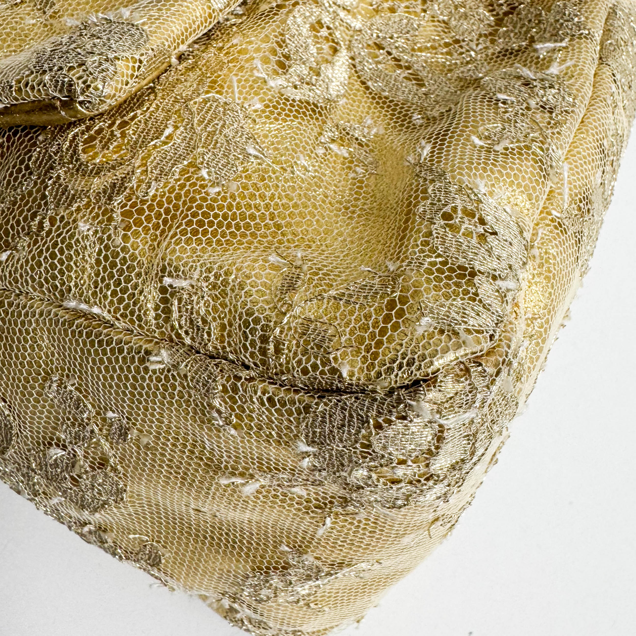 Mamma Baguette Gold Leather Flower Embroidered Shoulder Bag