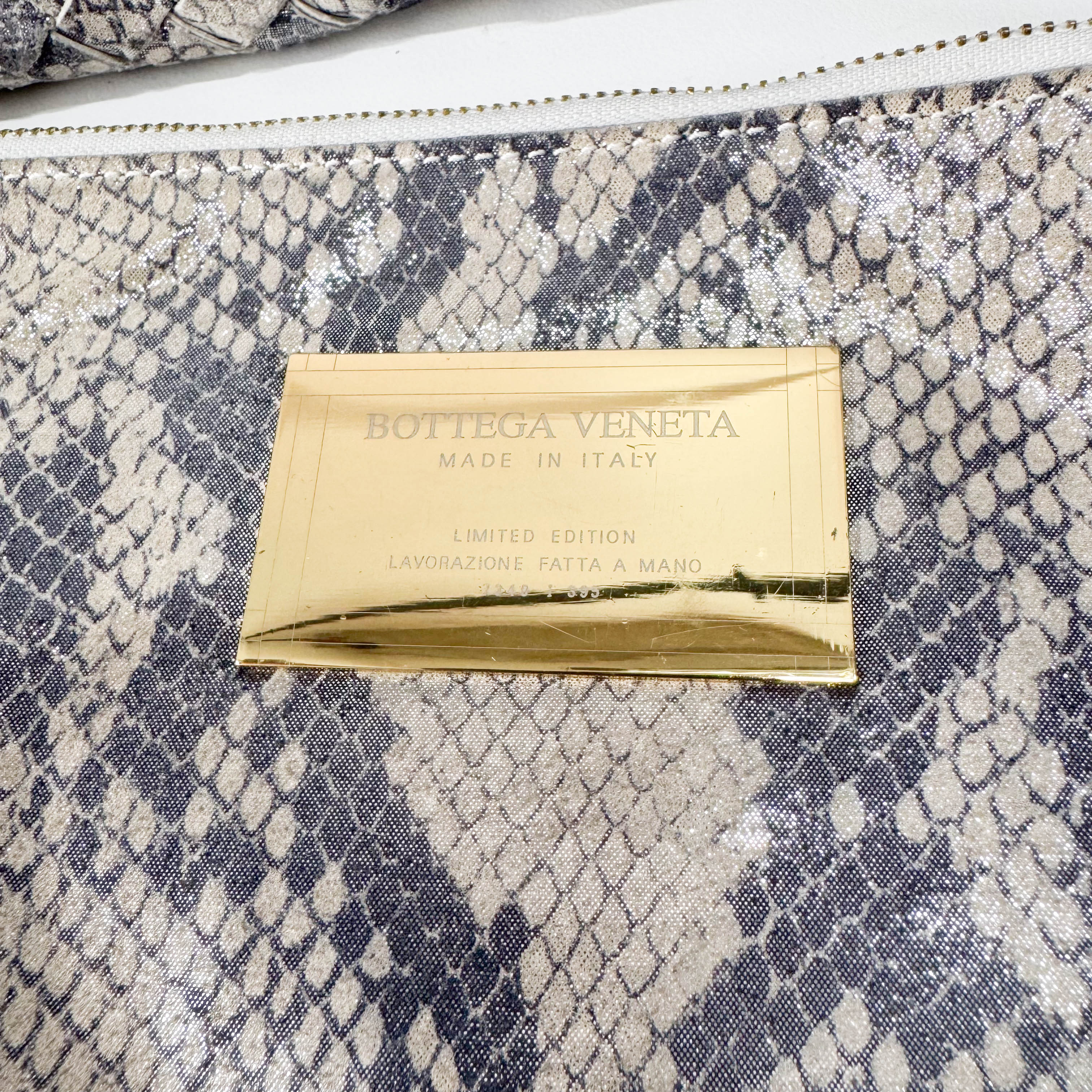 Intrecciato Medium Silver Tote Bag