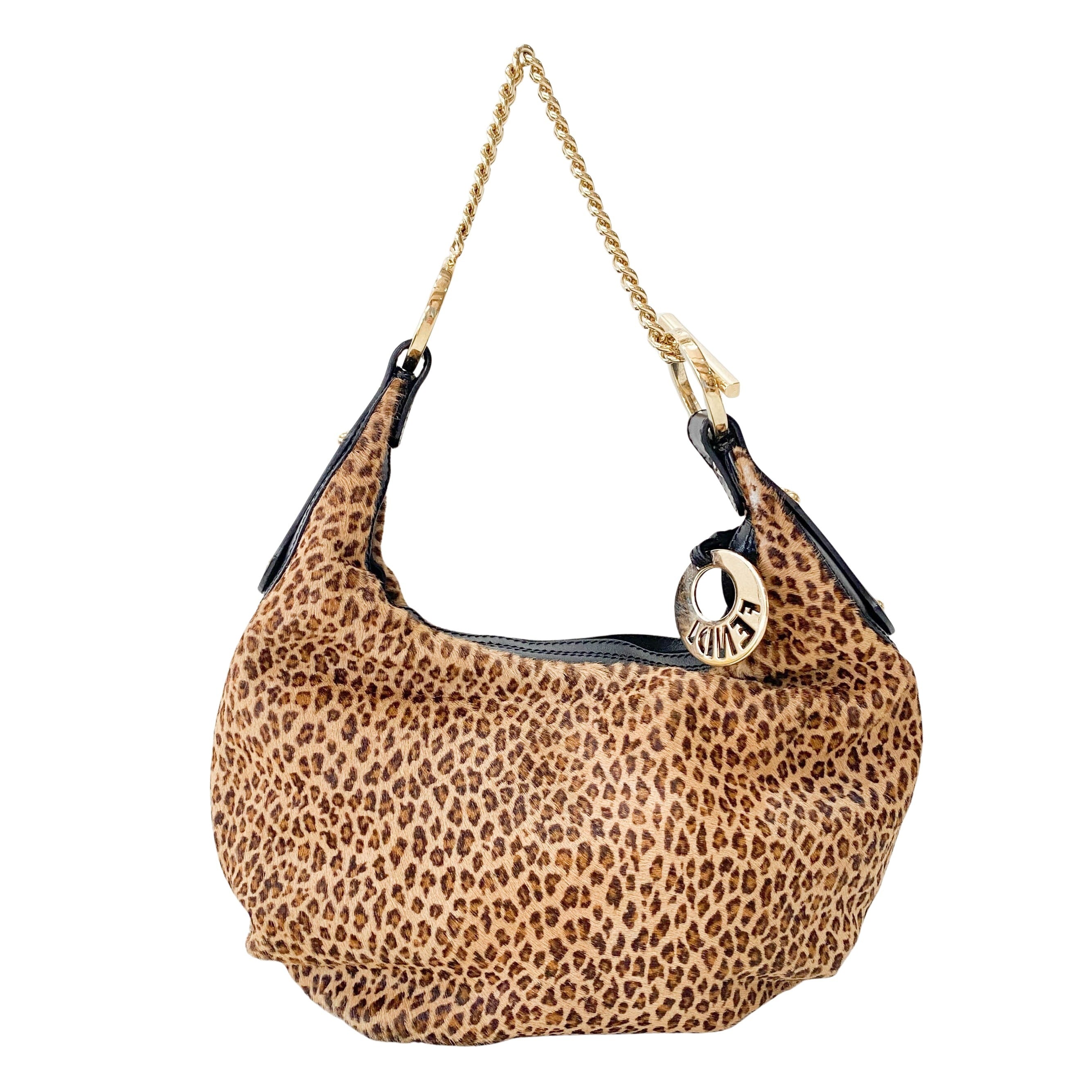 Yellow Leopard Print Pony Hair Shoulder Bag