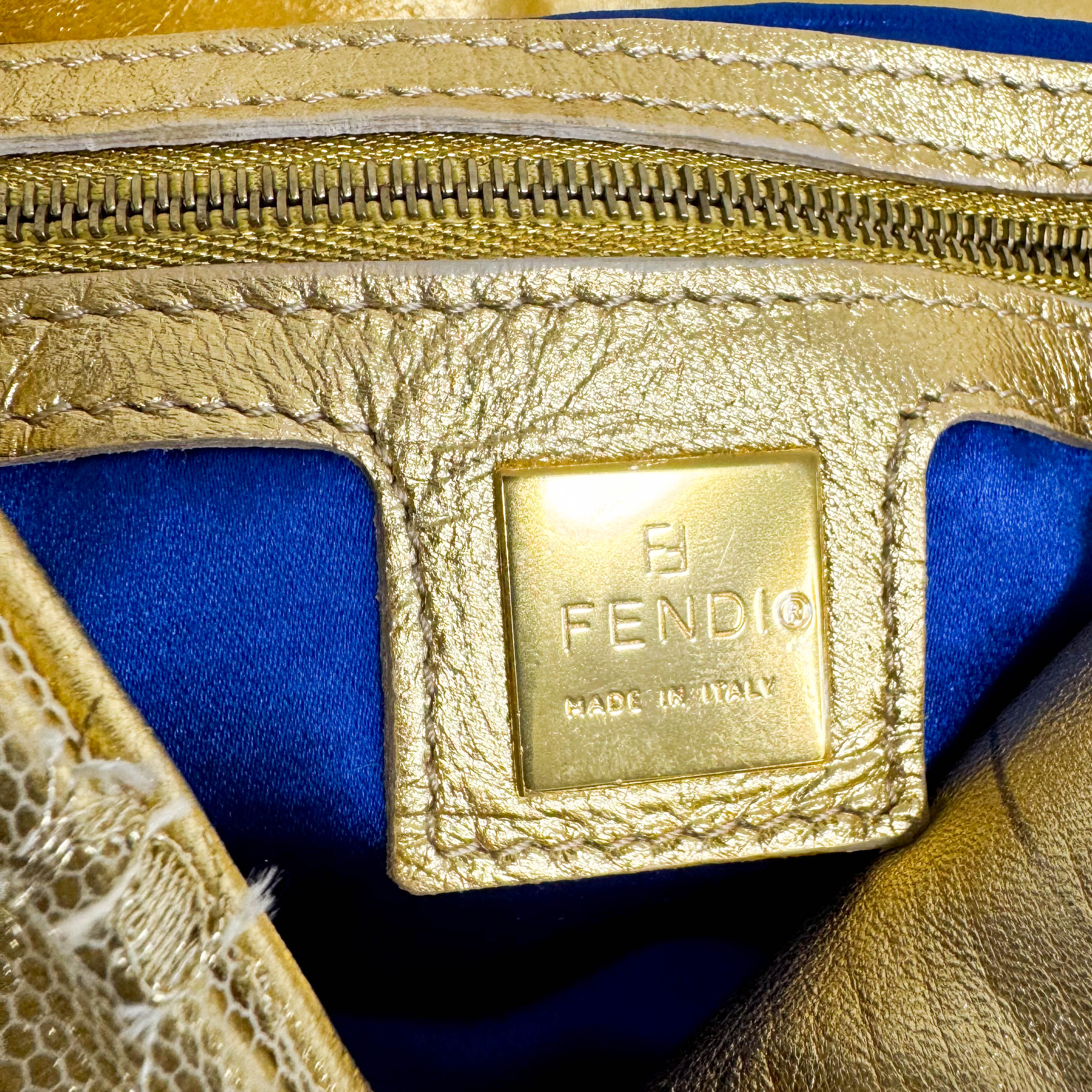 Mamma Baguette Gold Leather Flower Embroidered Shoulder Bag