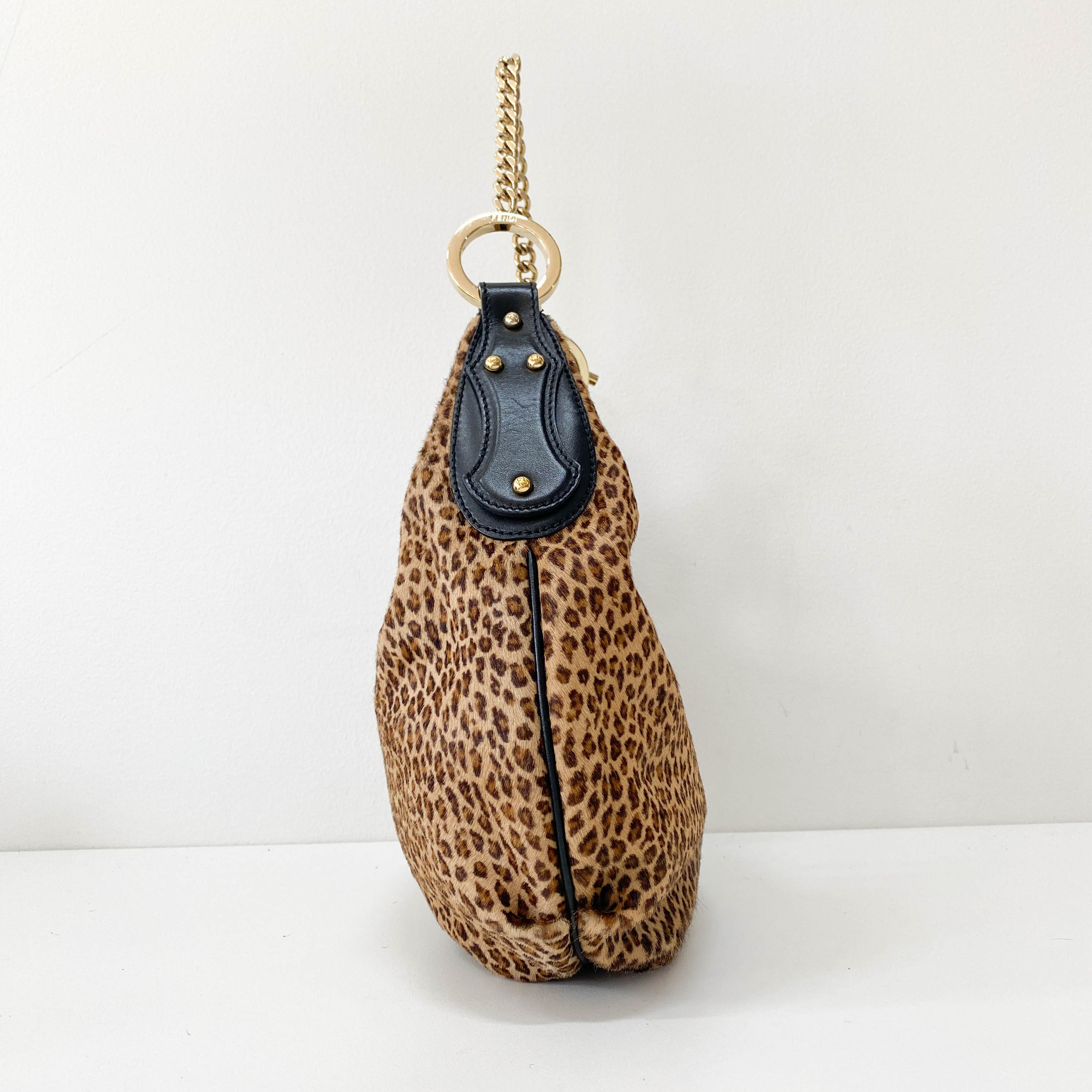 Yellow Leopard Print Pony Hair Shoulder Bag