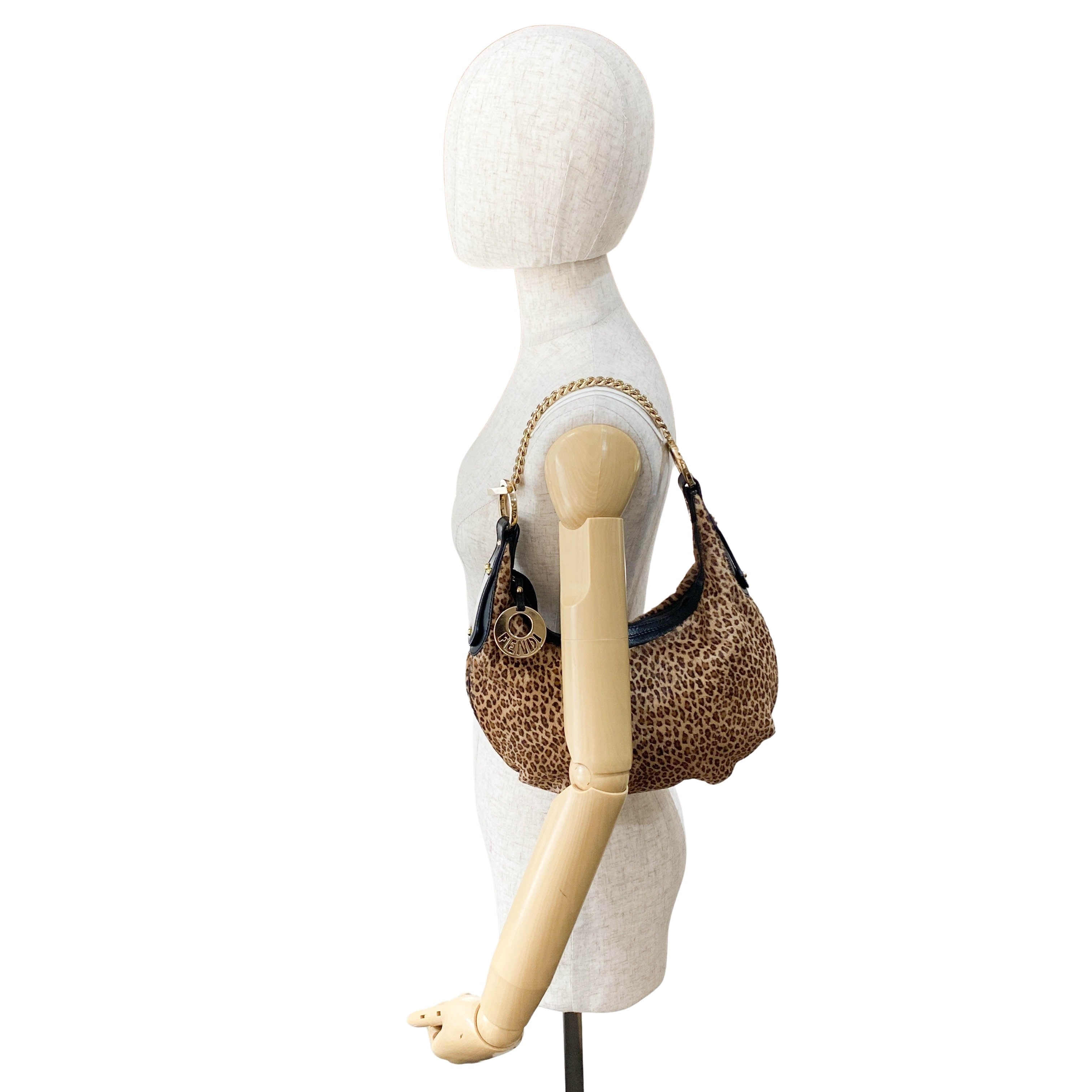 Yellow Leopard Print Pony Hair Shoulder Bag