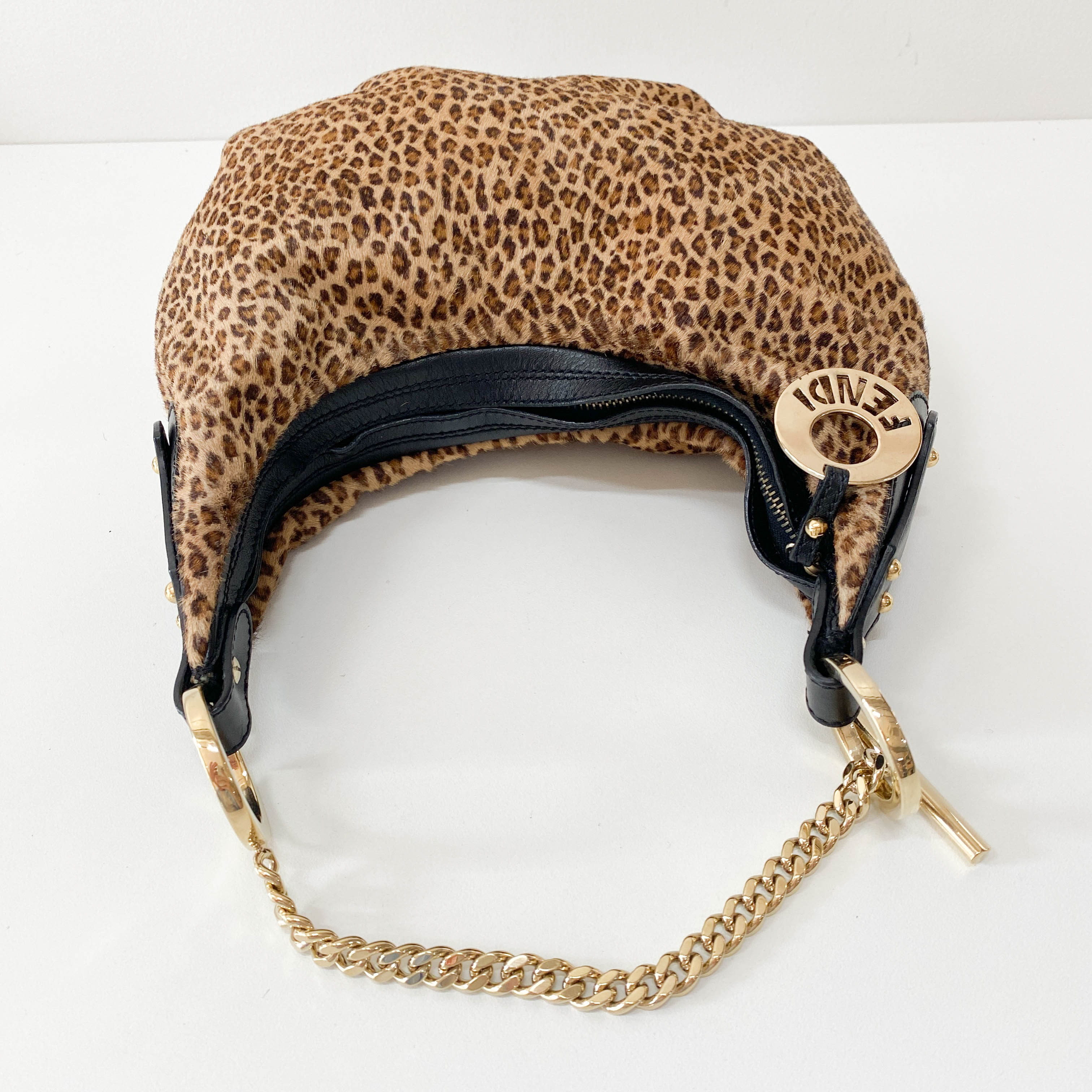 Yellow Leopard Print Pony Hair Shoulder Bag