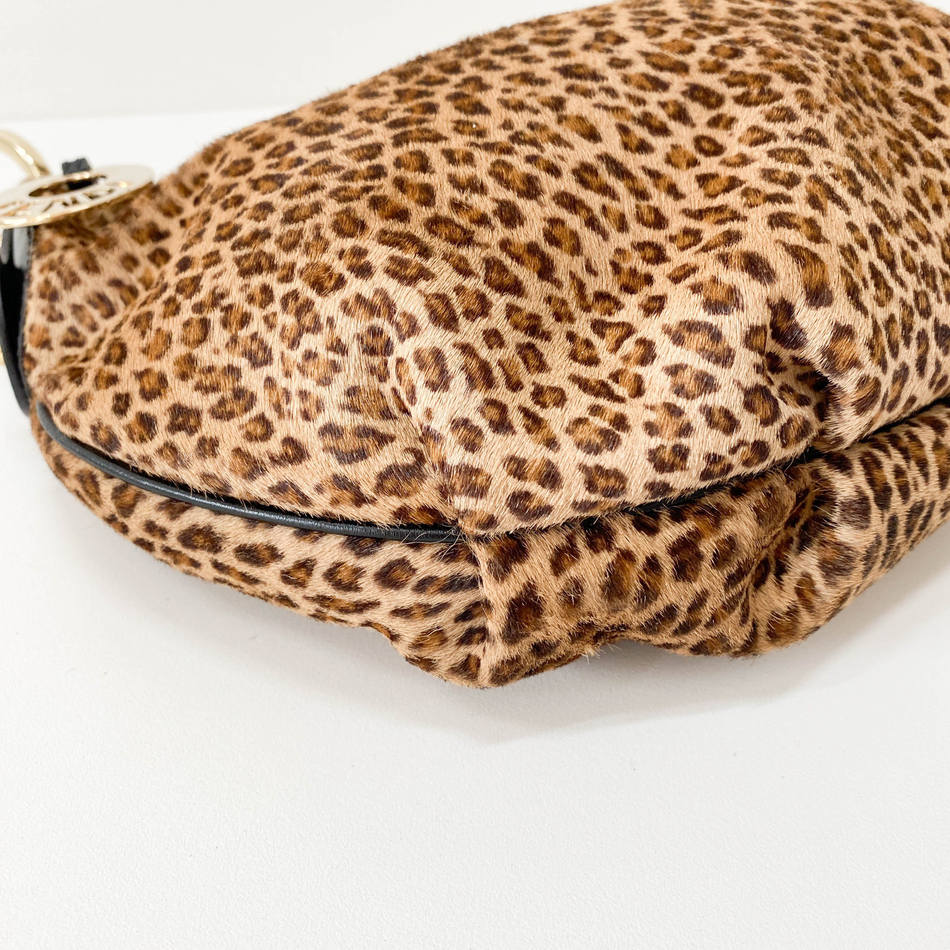 Yellow Leopard Print Pony Hair Shoulder Bag