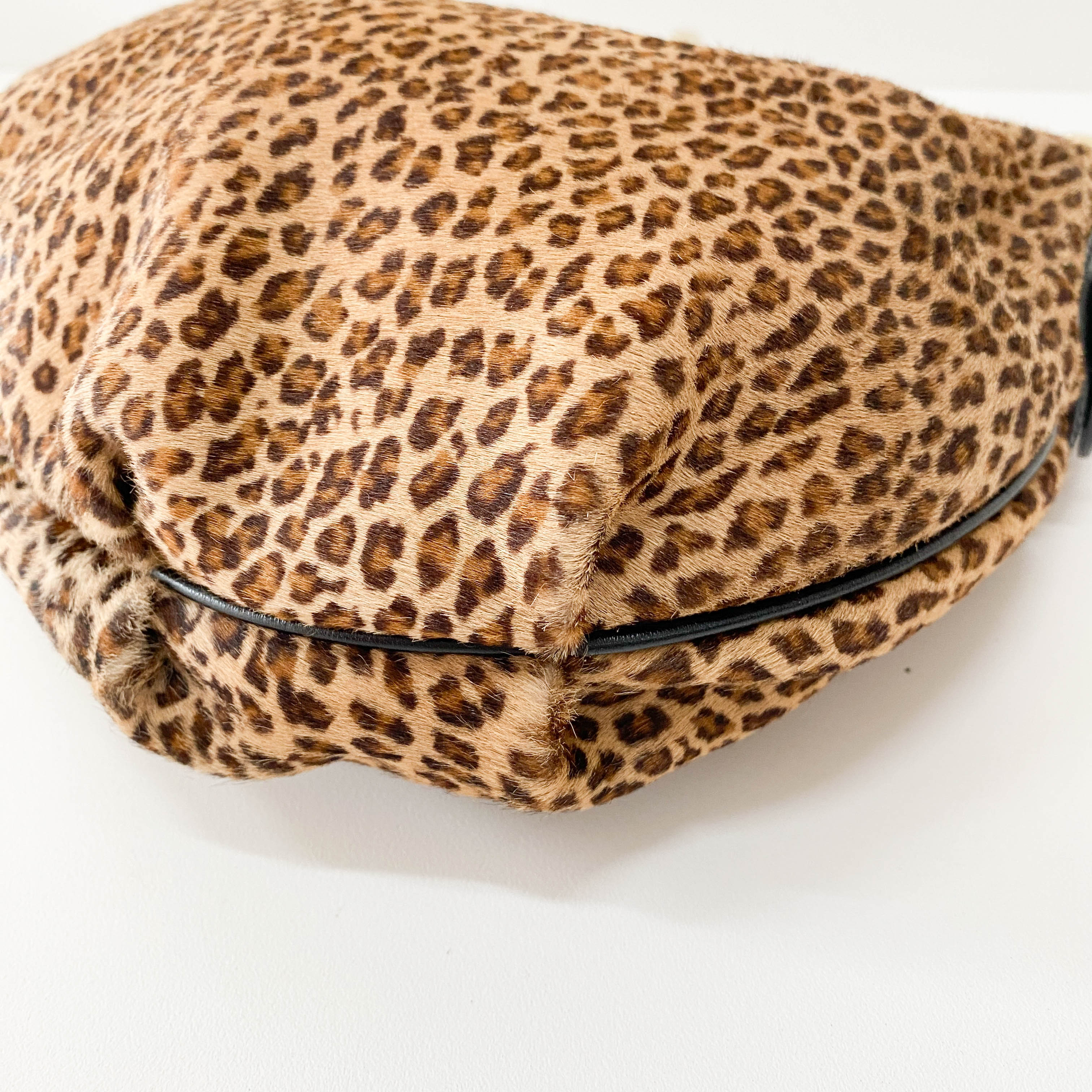 Yellow Leopard Print Pony Hair Shoulder Bag