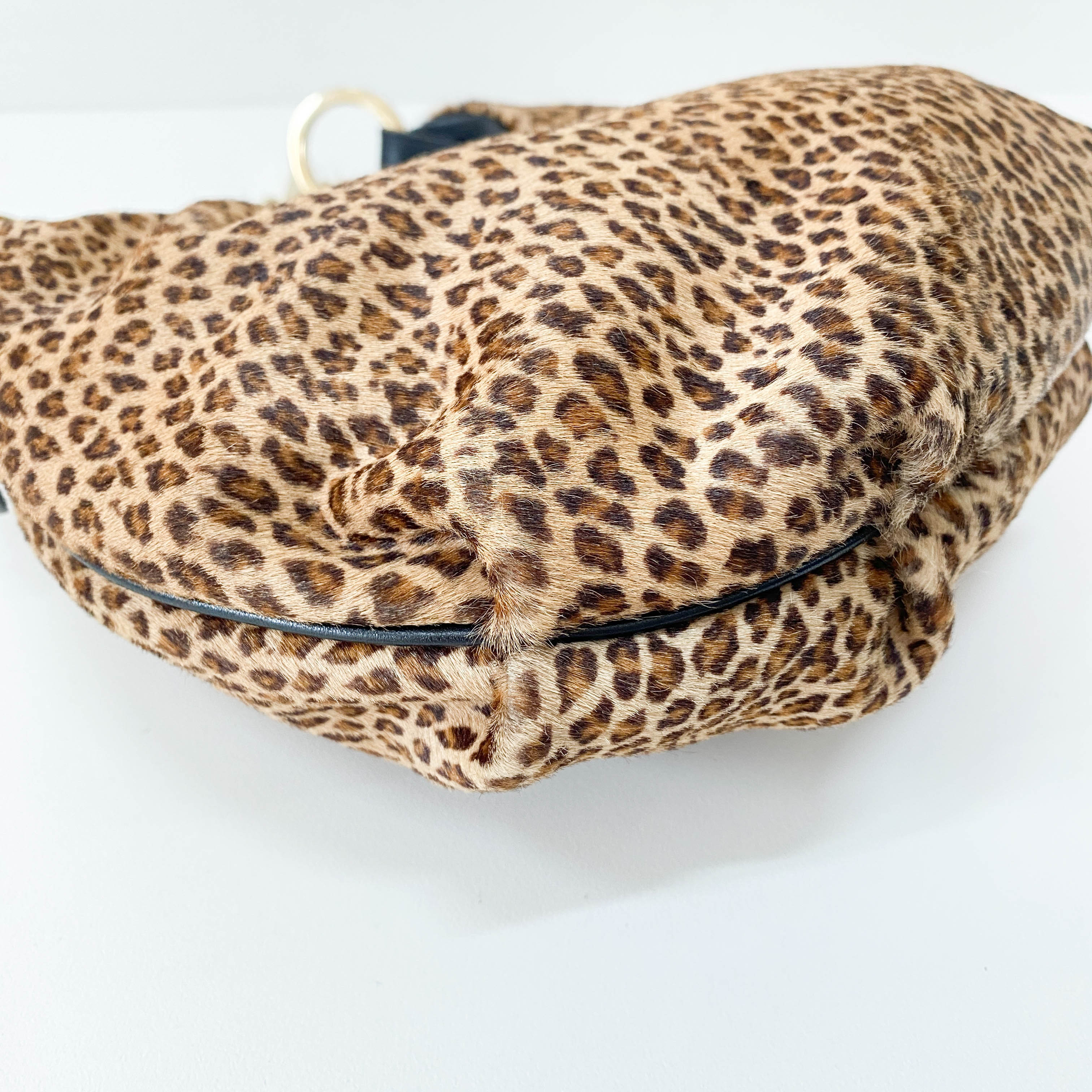 Yellow Leopard Print Pony Hair Shoulder Bag