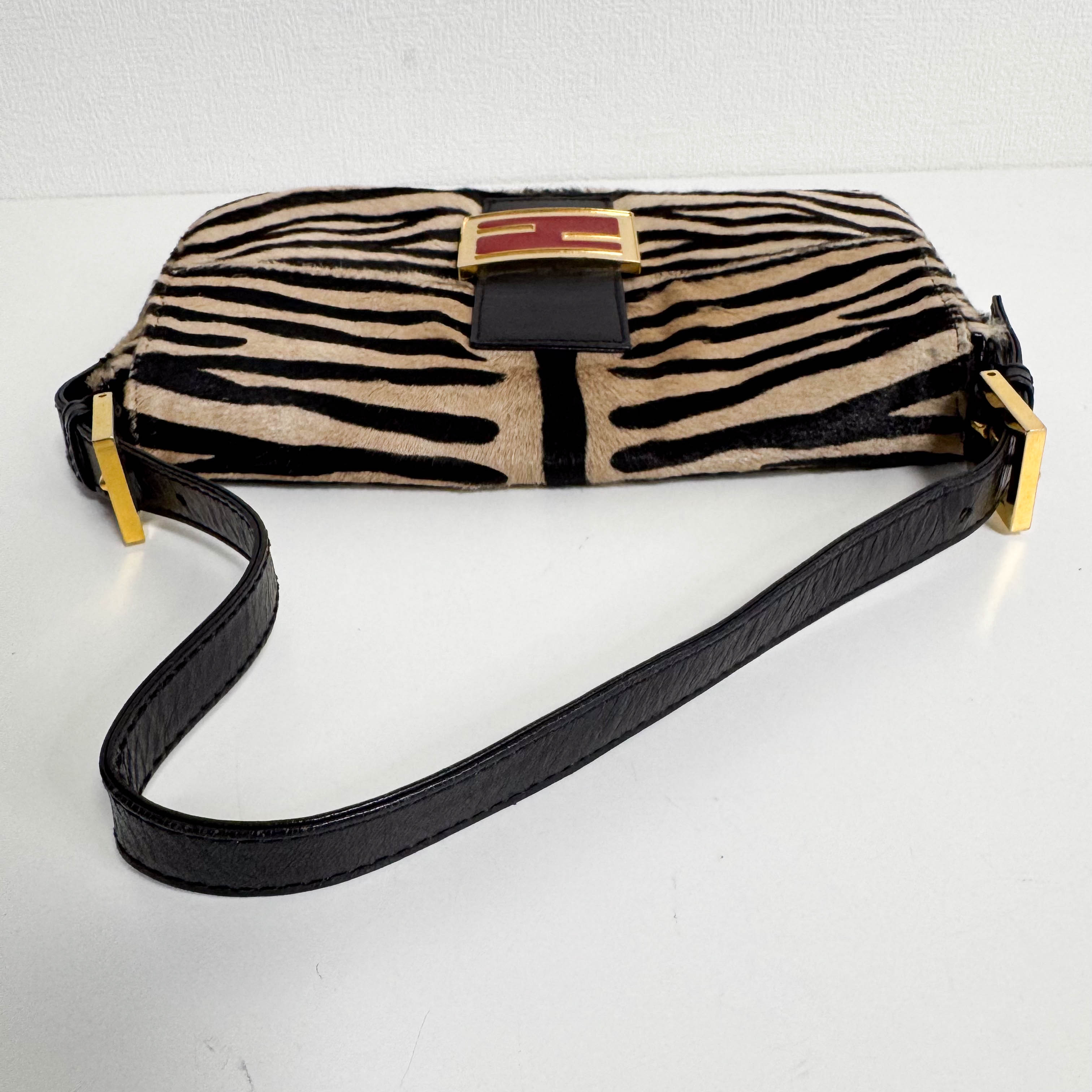 Baguette Brown Pony Hair Zebra Shoulder Bag