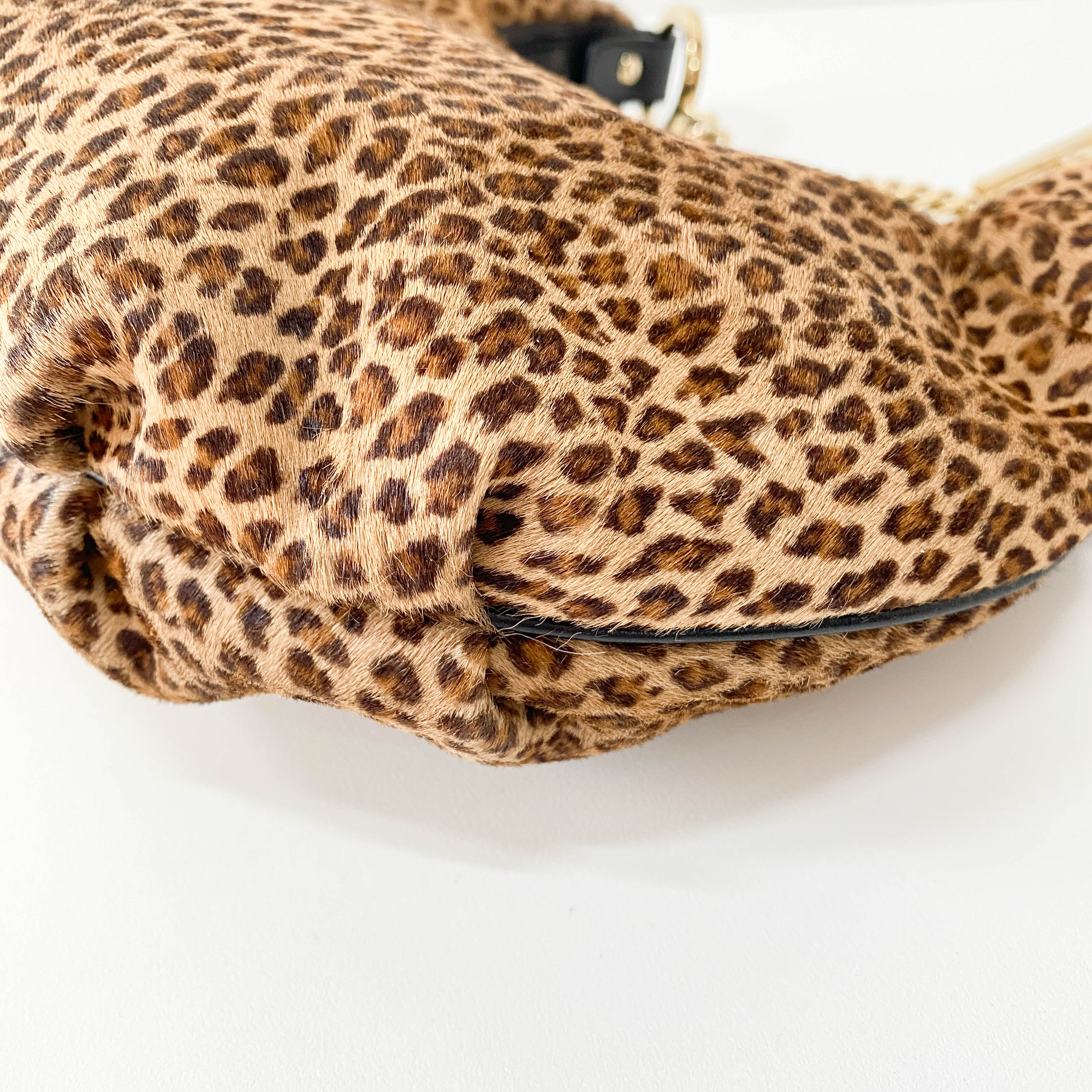 Yellow Leopard Print Pony Hair Shoulder Bag