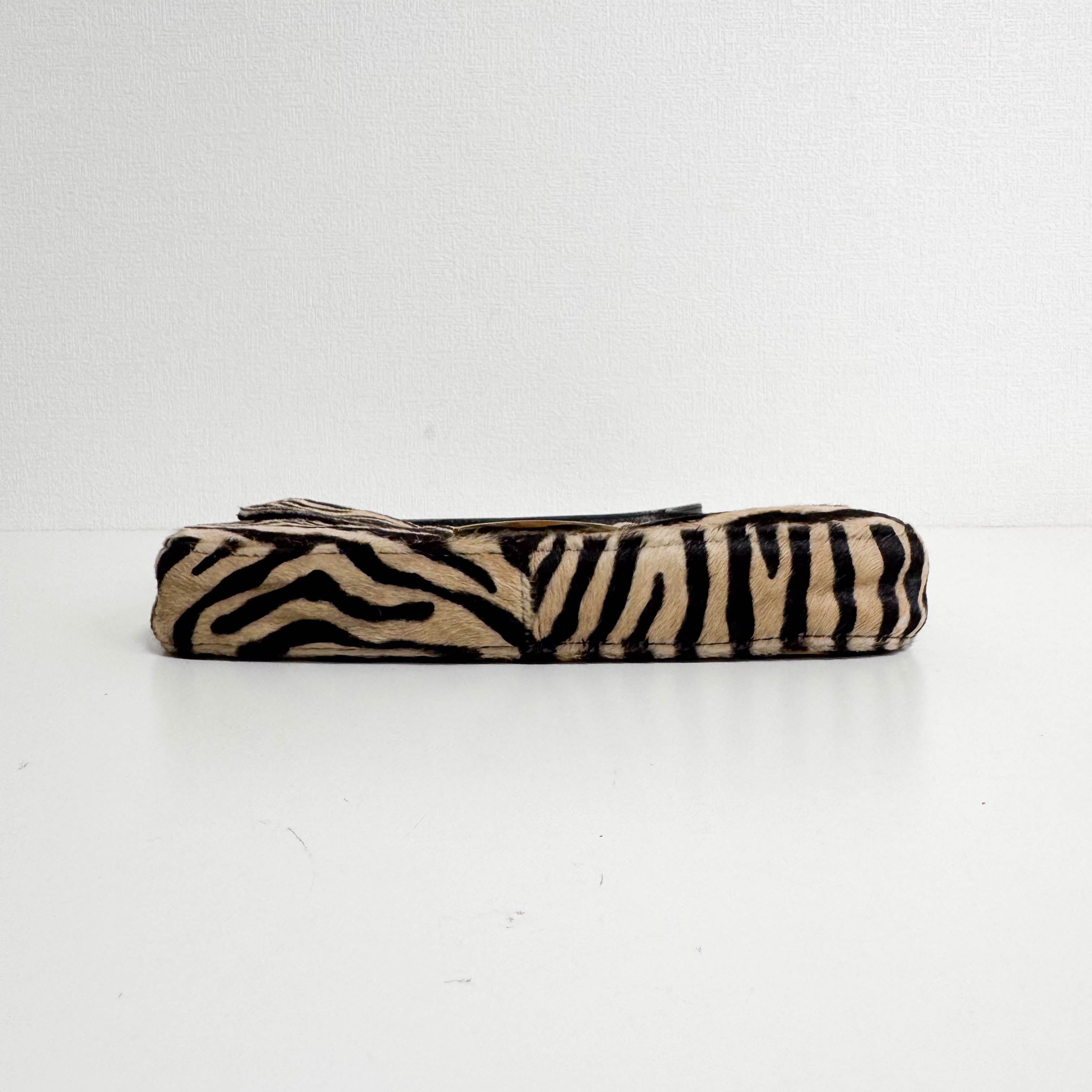 Baguette Brown Pony Hair Zebra Shoulder Bag