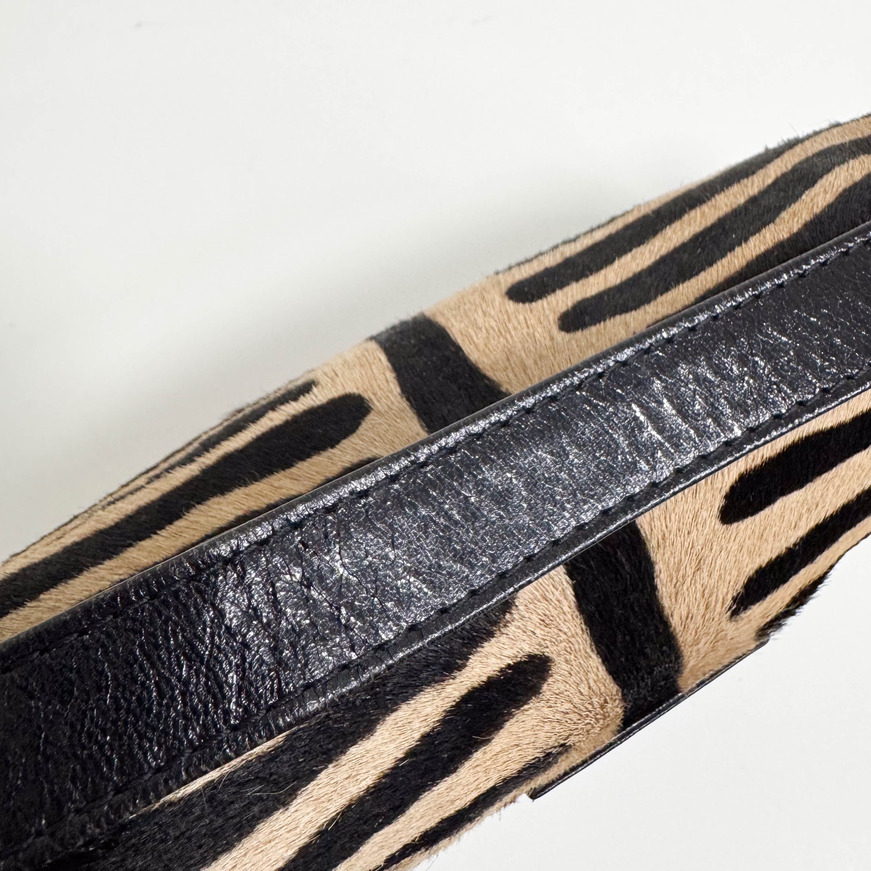 Baguette Brown Pony Hair Zebra Shoulder Bag