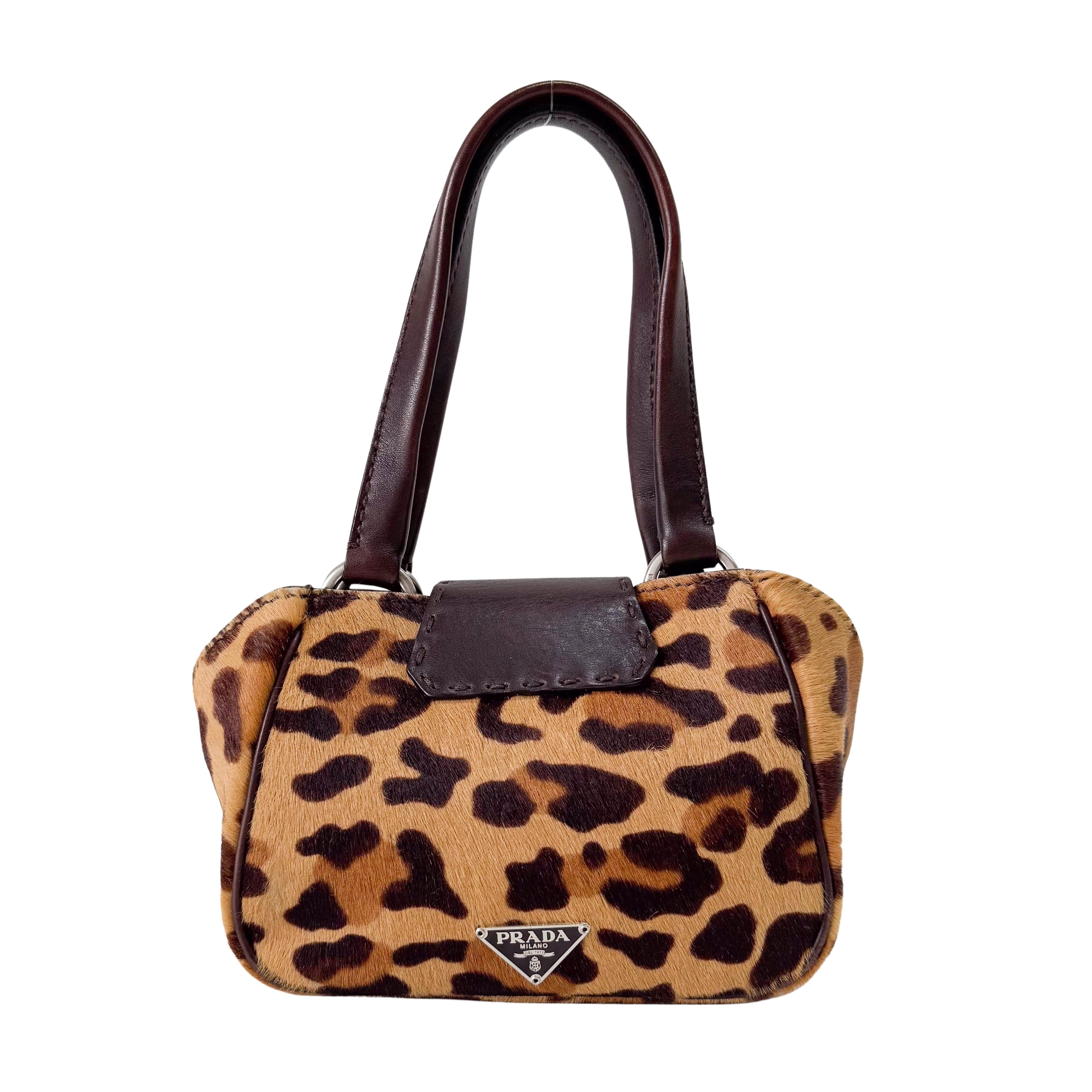 Harako Small Leopard Pony Fur Hand Bag